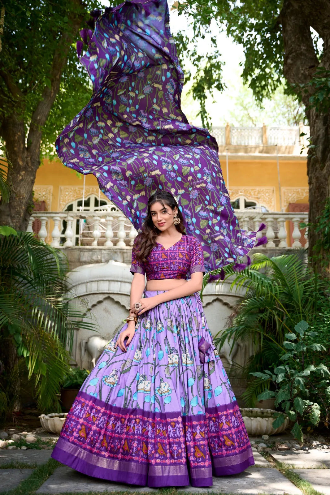 Lovely Lavender Patola Print Zari Weaving Border Work Lehenga Choli Outlet With Paypal Order