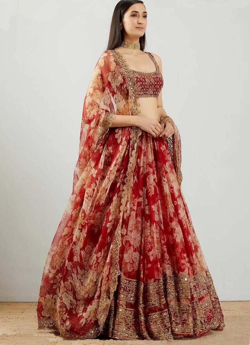 Amazing Look Georgette Fabric Maroon Lehenga Choli Clearance For Nice