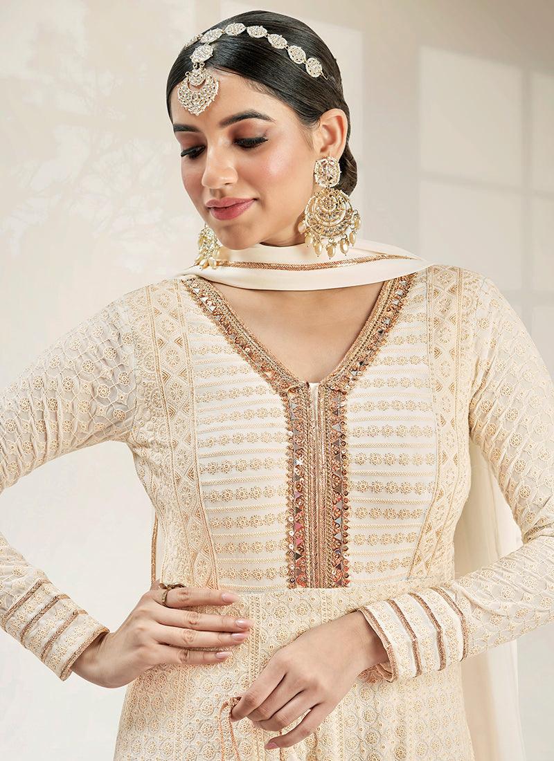 Pearl White Floor Length Anarkali Suit Cheap Sale Looking For