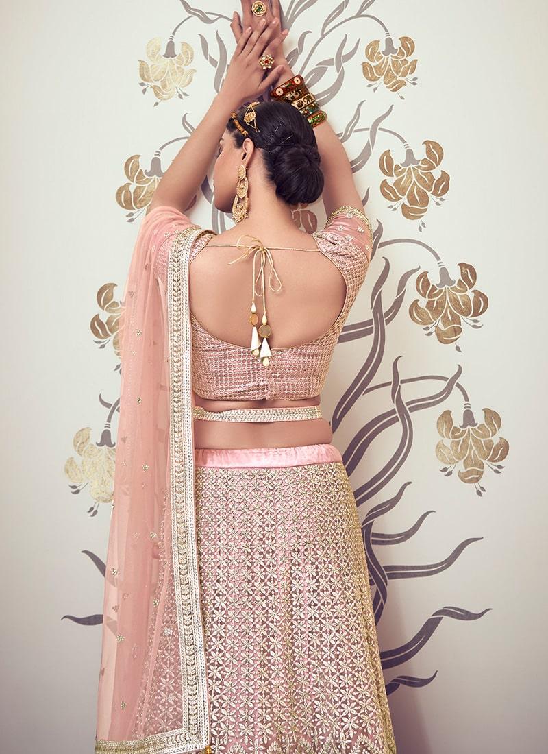 Heavy Zarkan And Mirror Work Dusty Pink Color Bridesmaid Lehenga Choli Buy Cheap Low Cost