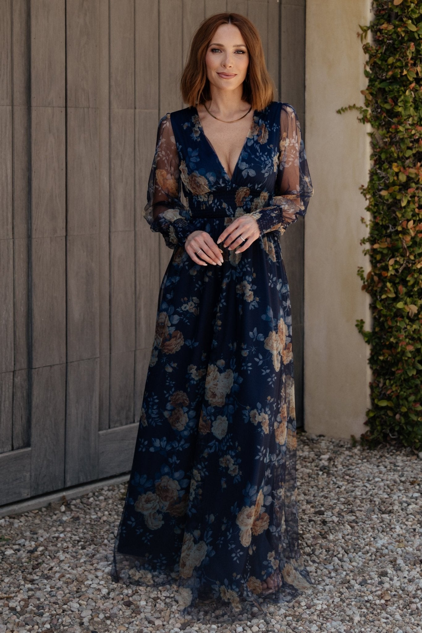 Layla Tulle Maxi Dress | Blue + Golden Floral For Sale Wholesale Pice