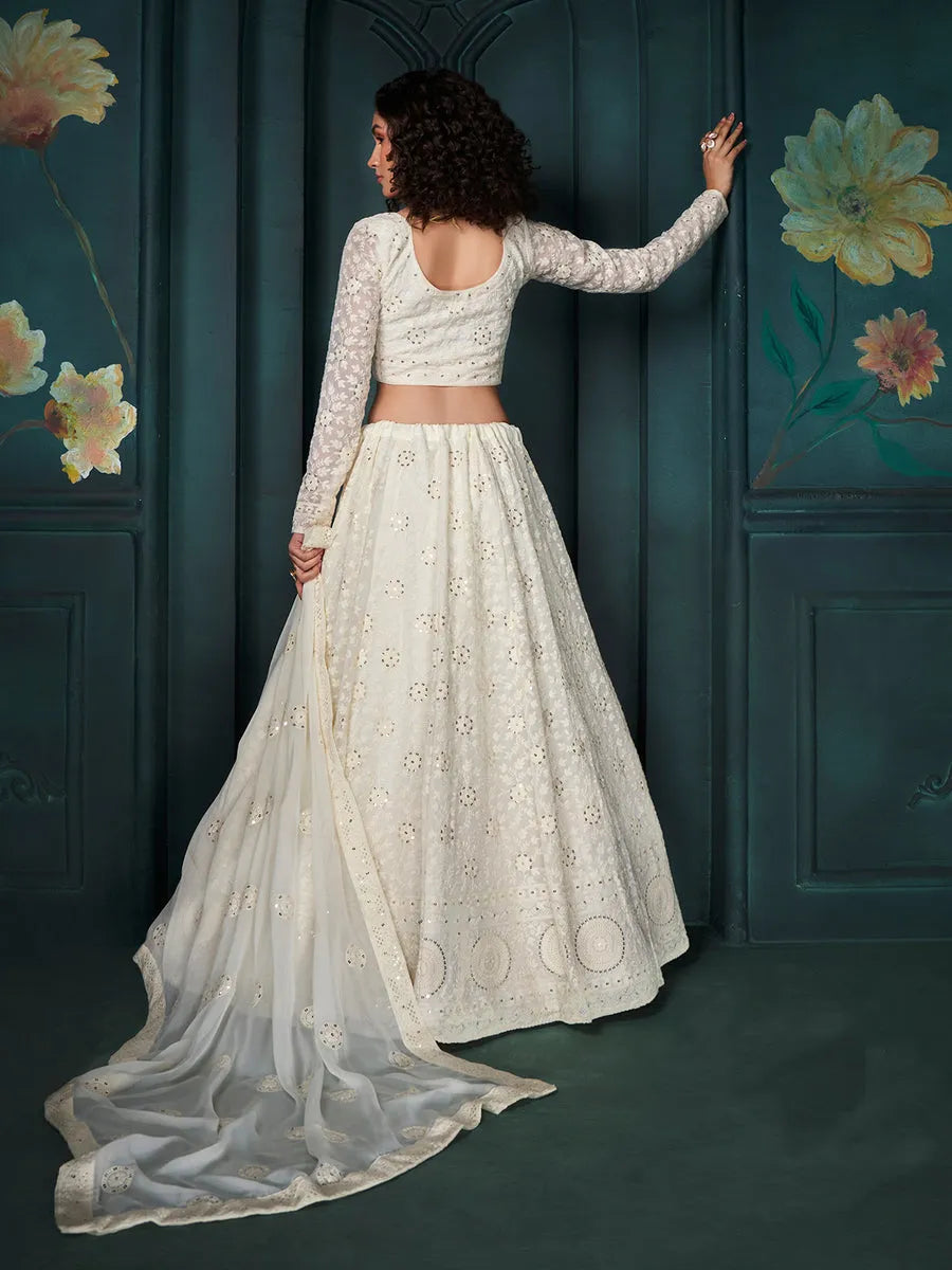 Outstanding Off-White Embroidered Bridal Lehenga Choli Sale Wholesale Pice