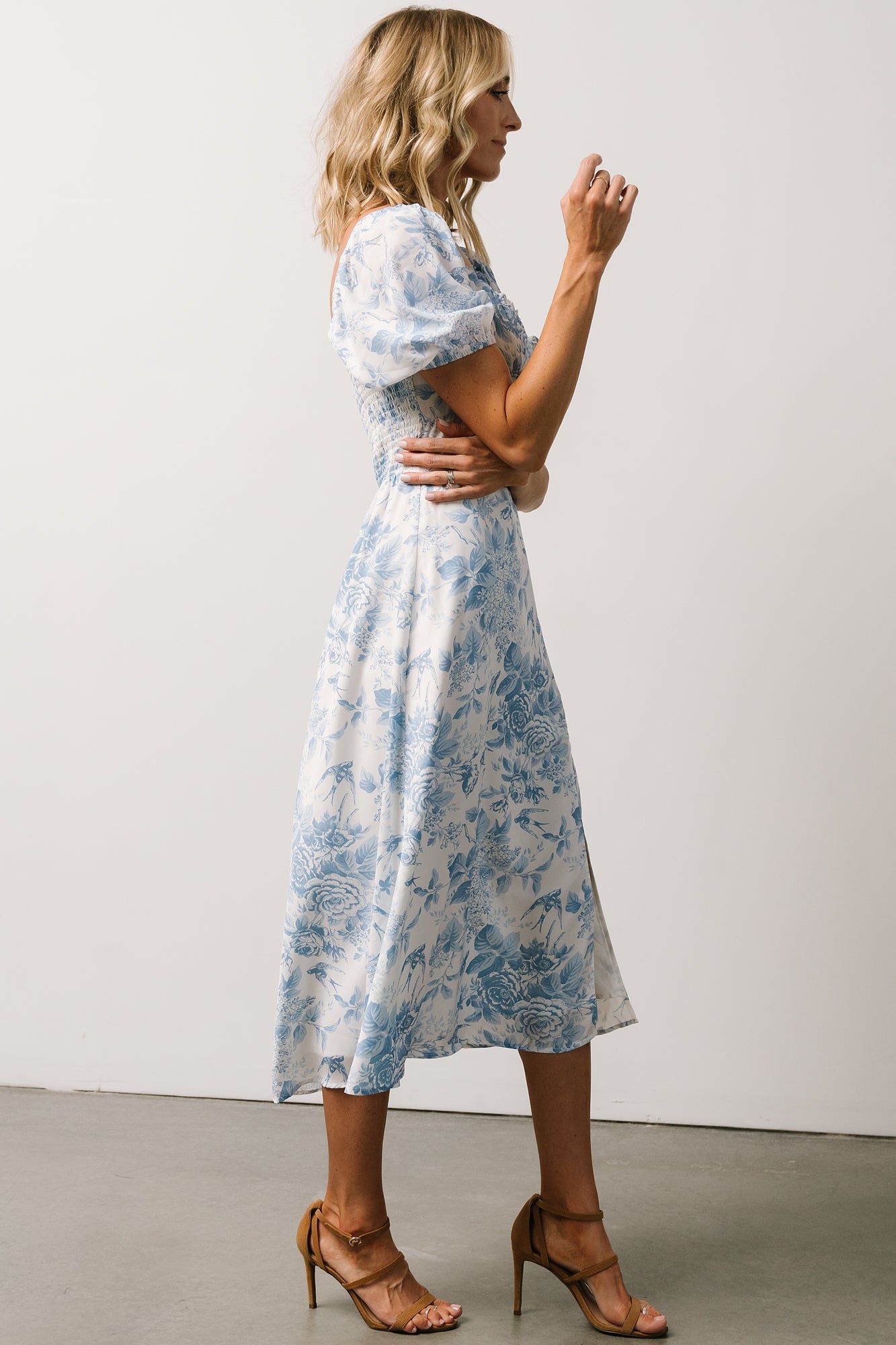 Cadence Midi Dress | Blue Floral Pices Cheap Online