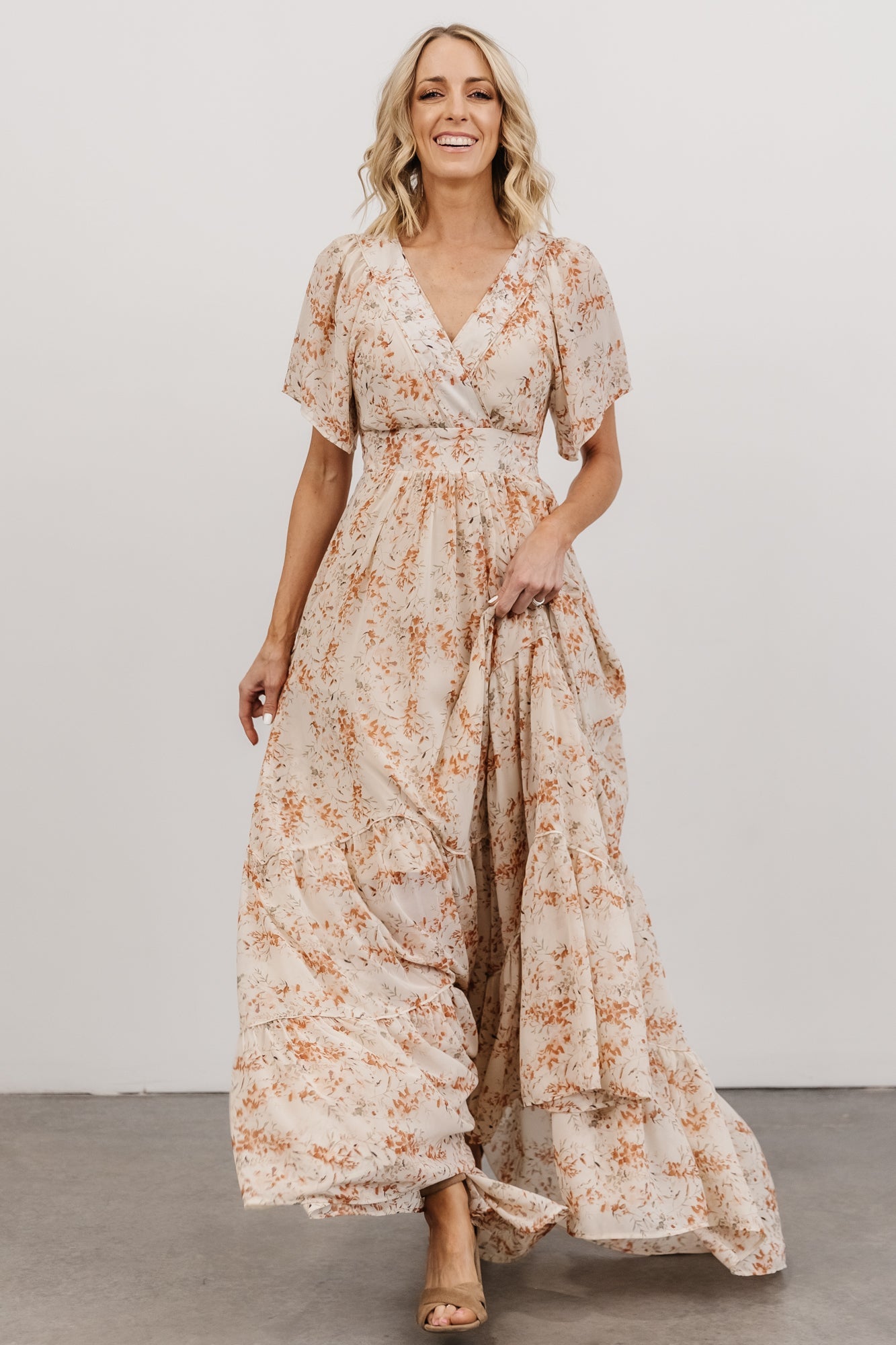 Katherine Maxi Dress | Cream + Rust Floral Collections Cheap Online