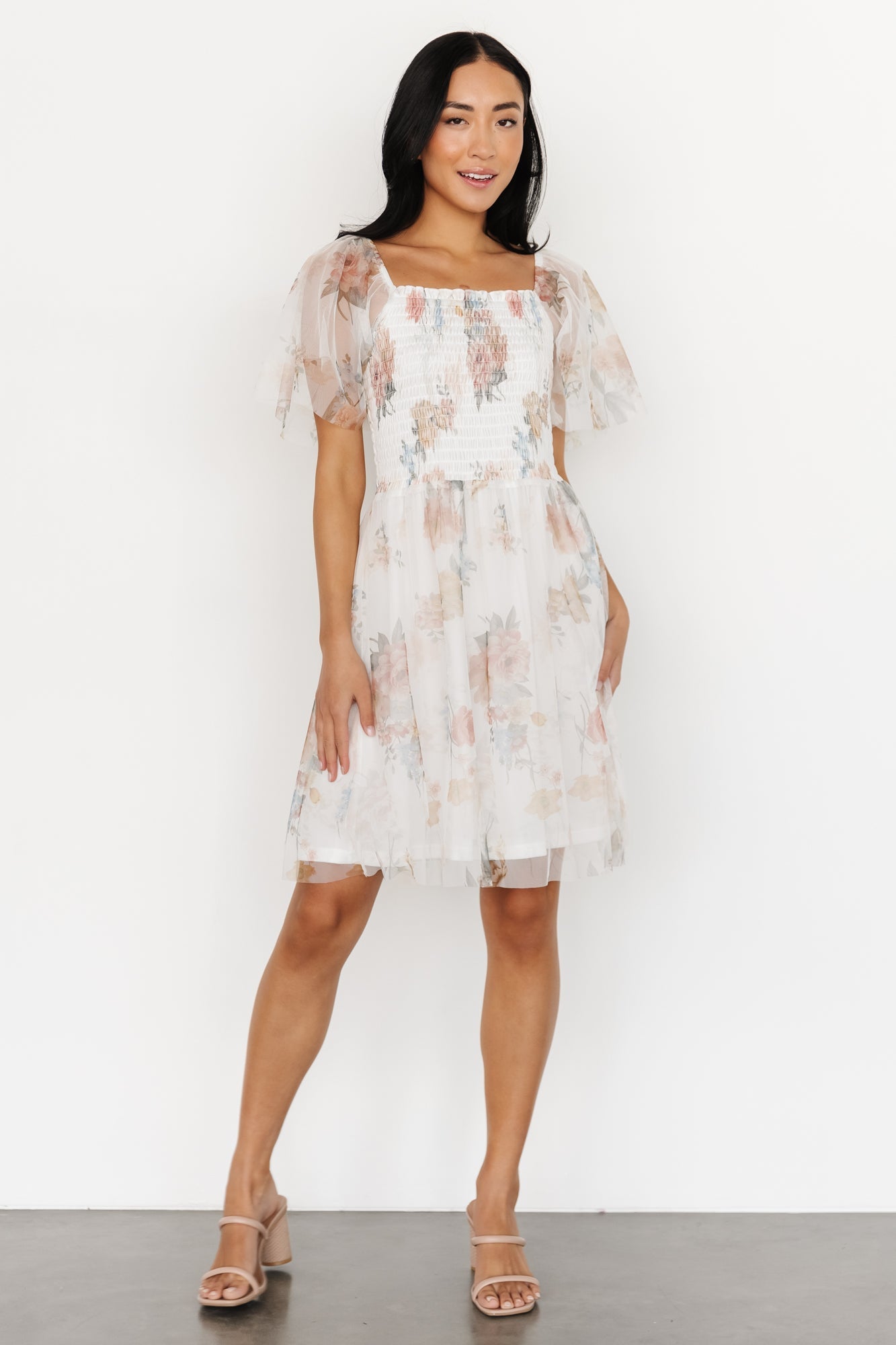 Tivoli Tulle Short Dress | White Multi With Credit Card Cheap Pice