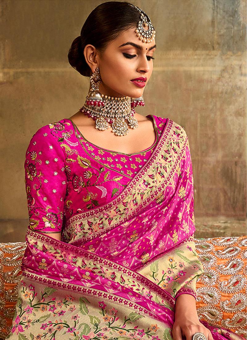 Heavy Silk Pink Silk Saree For Wedding Cheap Store