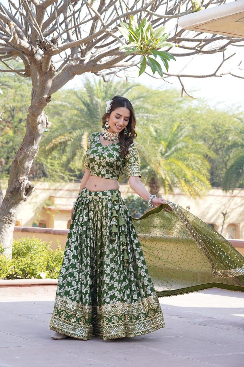 Amazing Viscous Jacquard Heavy Sequins Embroidered Lehenga Choli Set Online Online Free Shipping