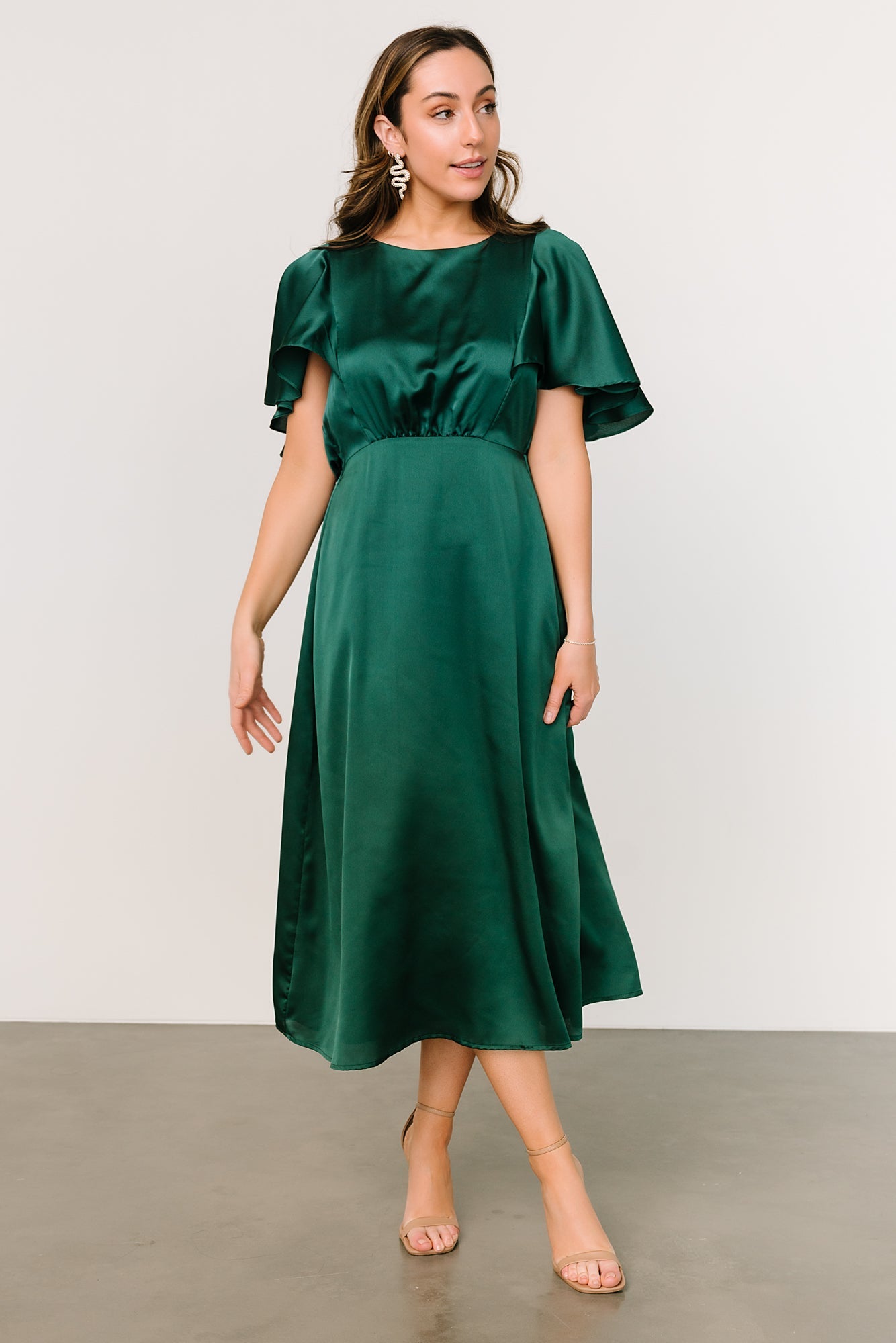 Cinta Satin Midi Dress | Emerald Outlet Cheap Authentic