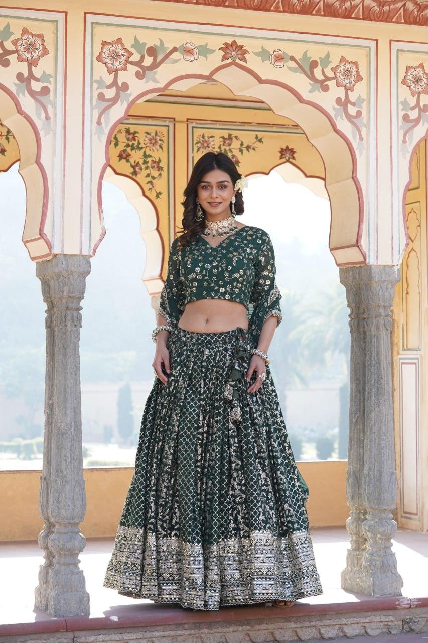 Attractive Pure Viscous Georgette Heavy Sequins Embroidered Lehenga Choli Set Countdown Package