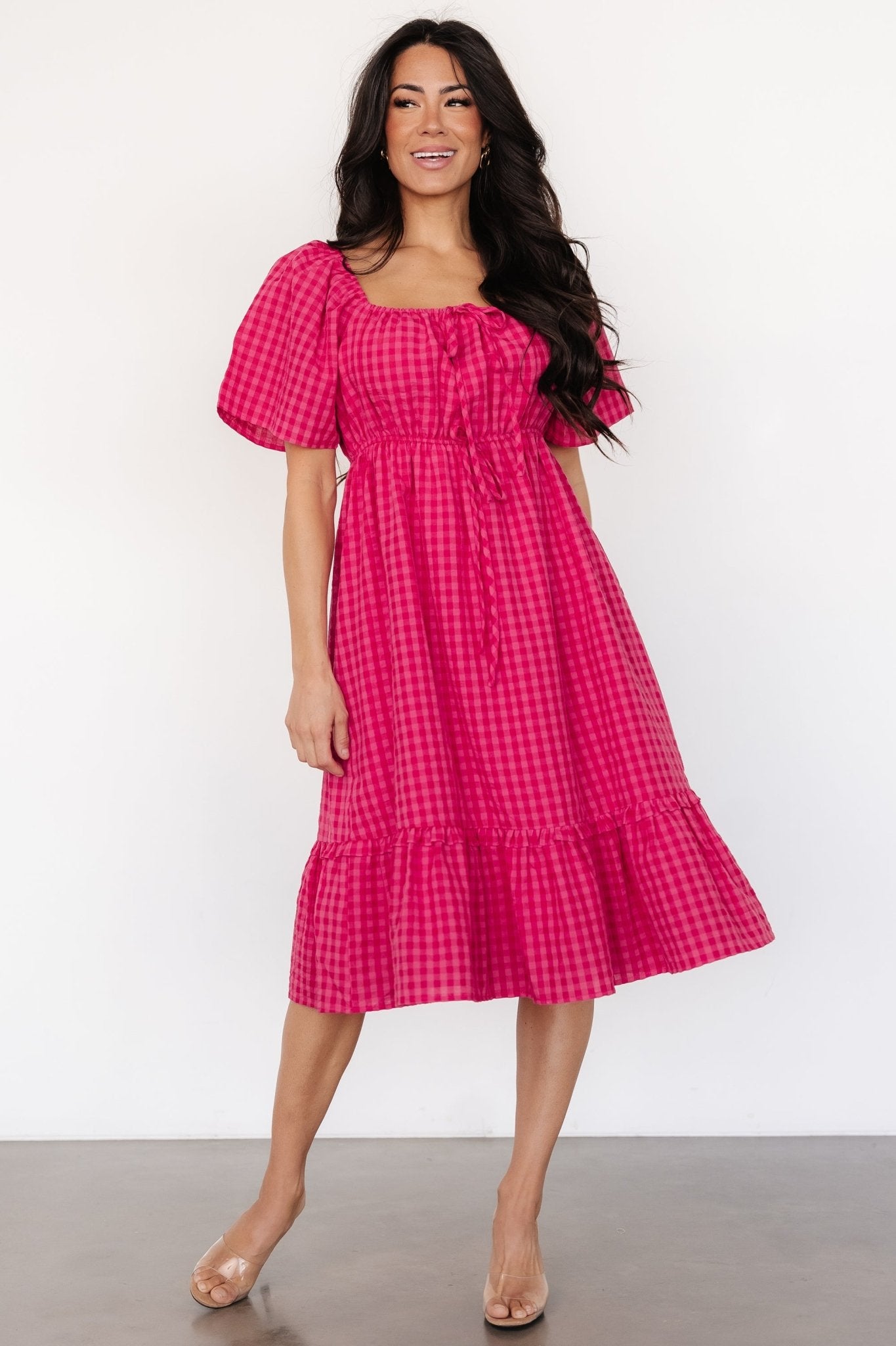 Erica Dress | Pink Gingham Print Get Authentic Sale Online