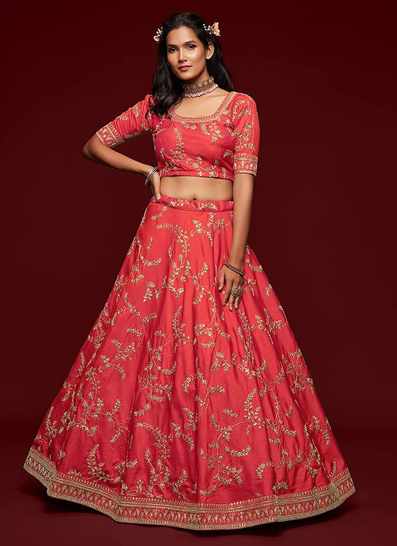 Red Color Art Silk Fabric Dori Work Lehenga With Net Dupatta Buy Cheap Great Deals