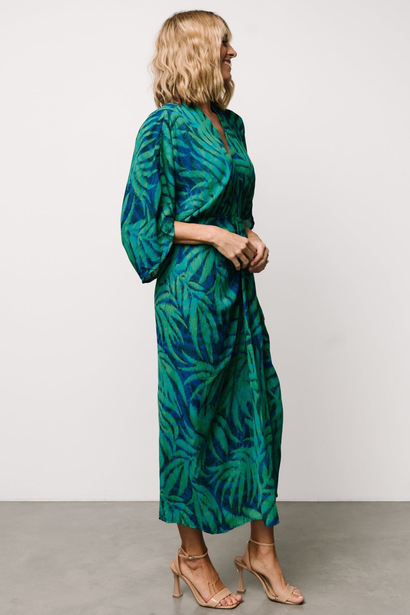 Janessa Midi Dress | Green + Blue Print Buy Cheap Get Authentic