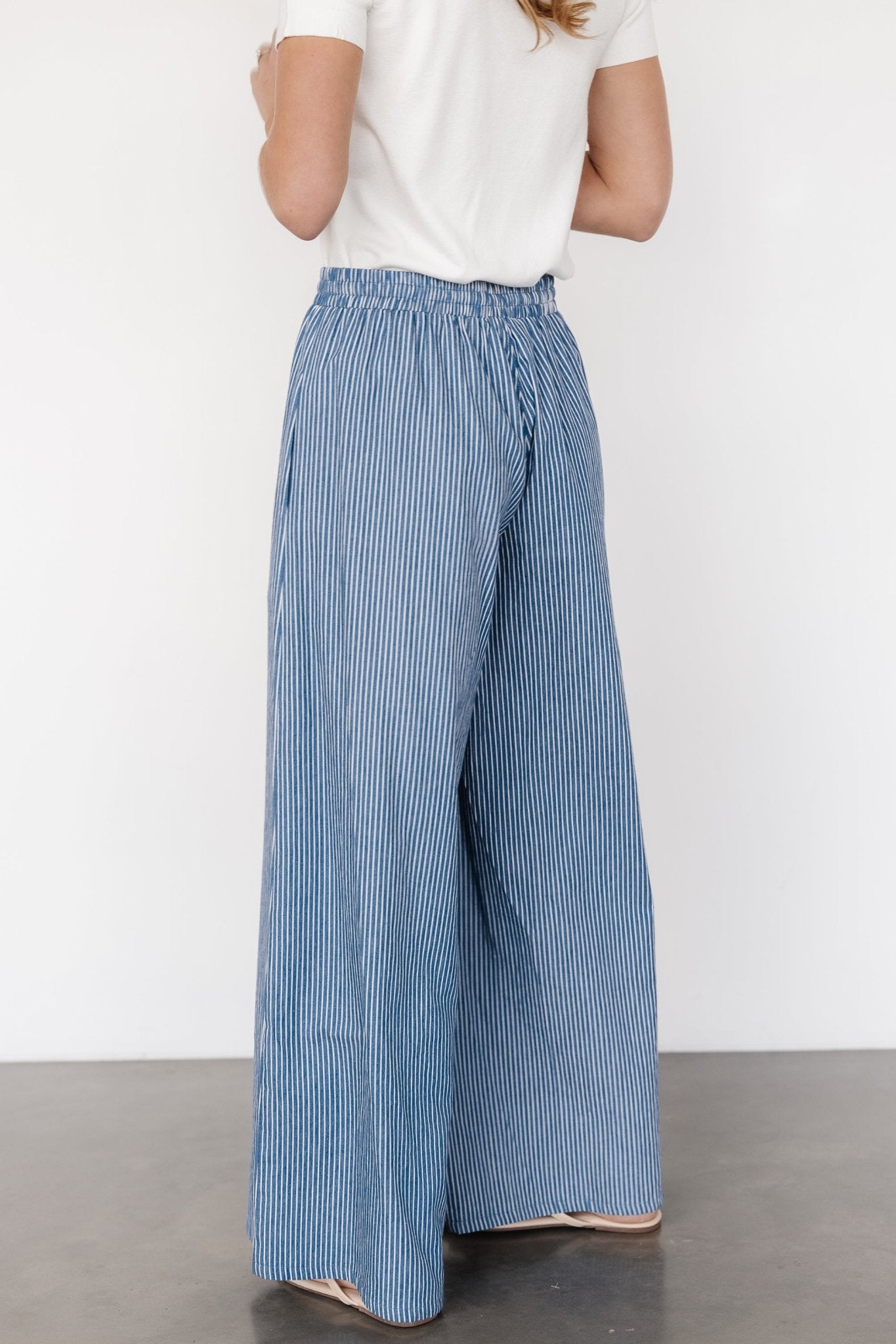 Odelia Striped Pants | Blue + Off White Stripe Cheap Supply