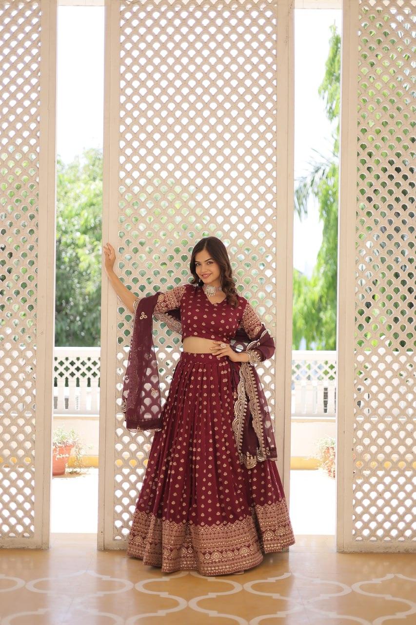 Pure Dyable Viscous Jacquard Double Zari Worked Lehenga Choli Clearance Genuine