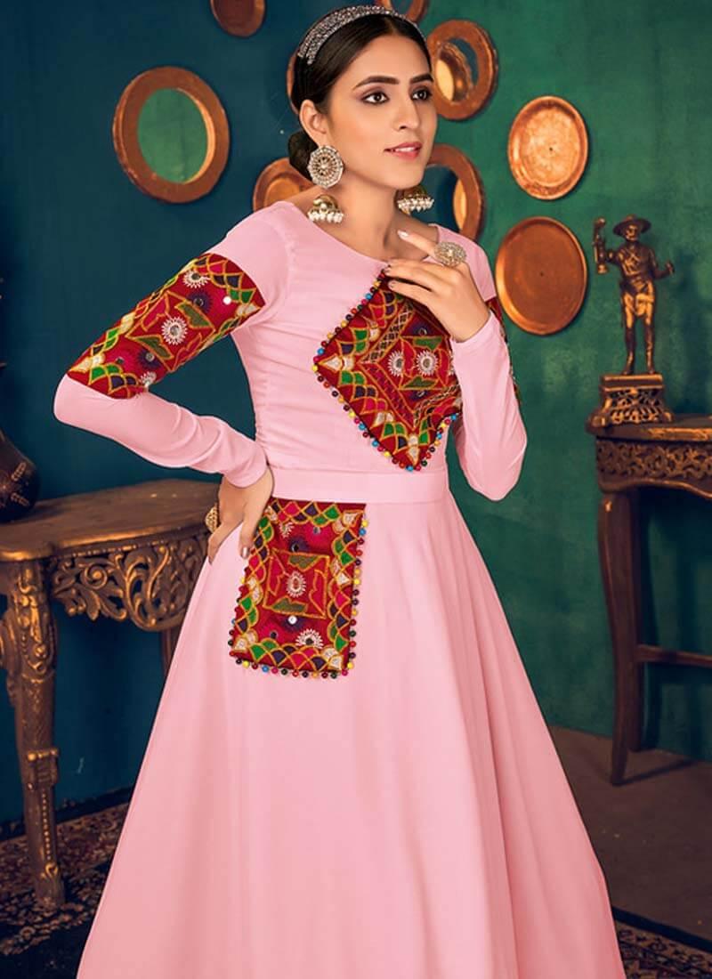 Festive Wear Georgette Base With Belt Designer Pink Gown Sale Original