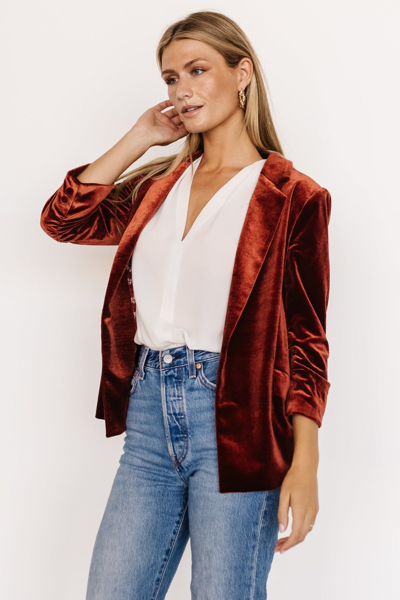 Brinton Velvet Blazer | Cinnamon Clearance Footlocker Pictures