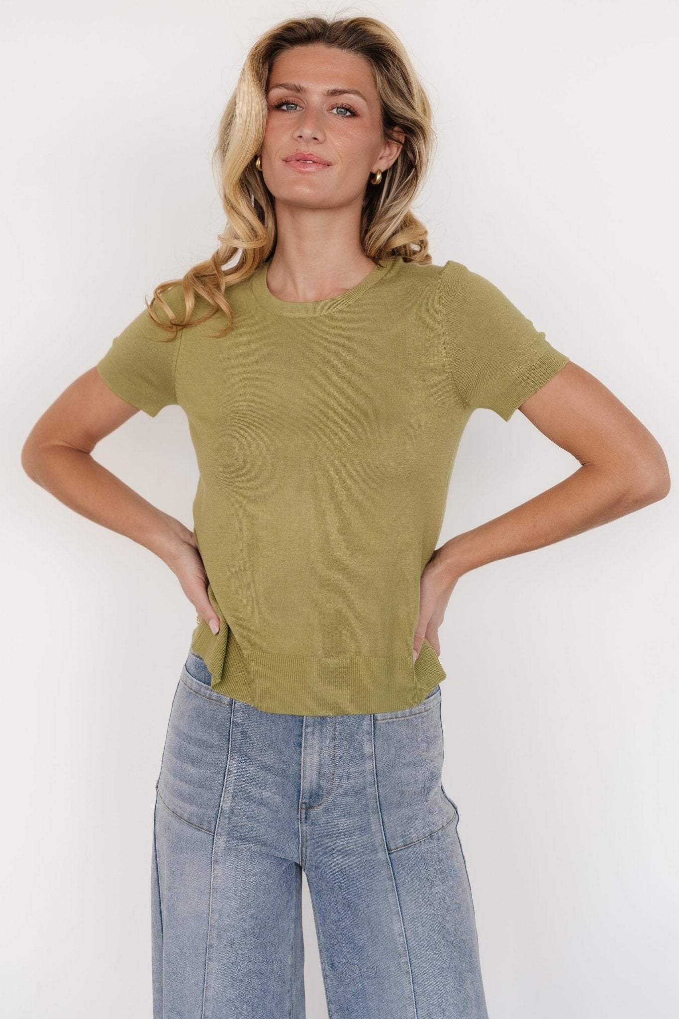 Hannah Knit Top | Light Olive Buy Cheap Visit