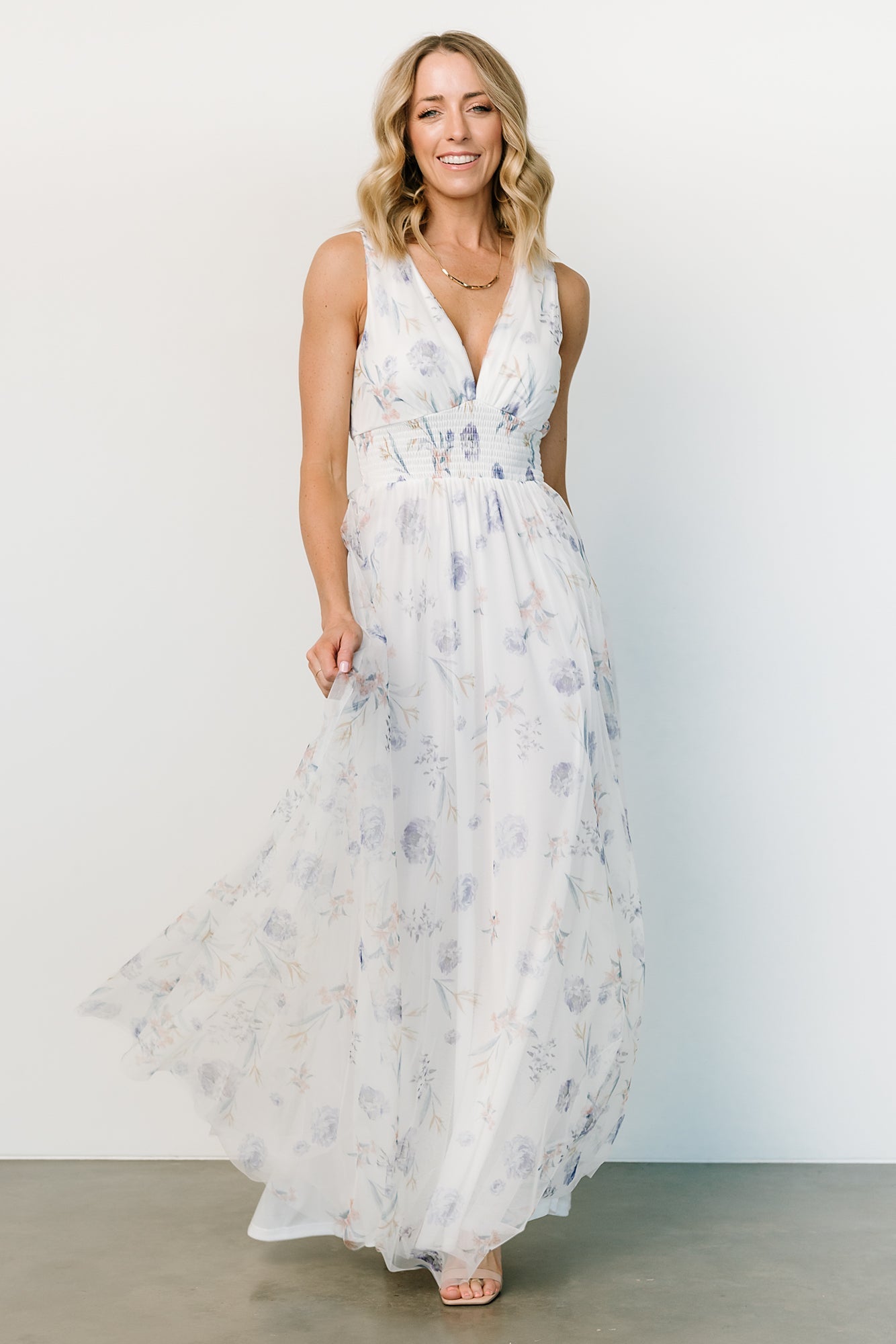 Kamila Tulle Maxi Dress | White Floral Newest Cheap Online