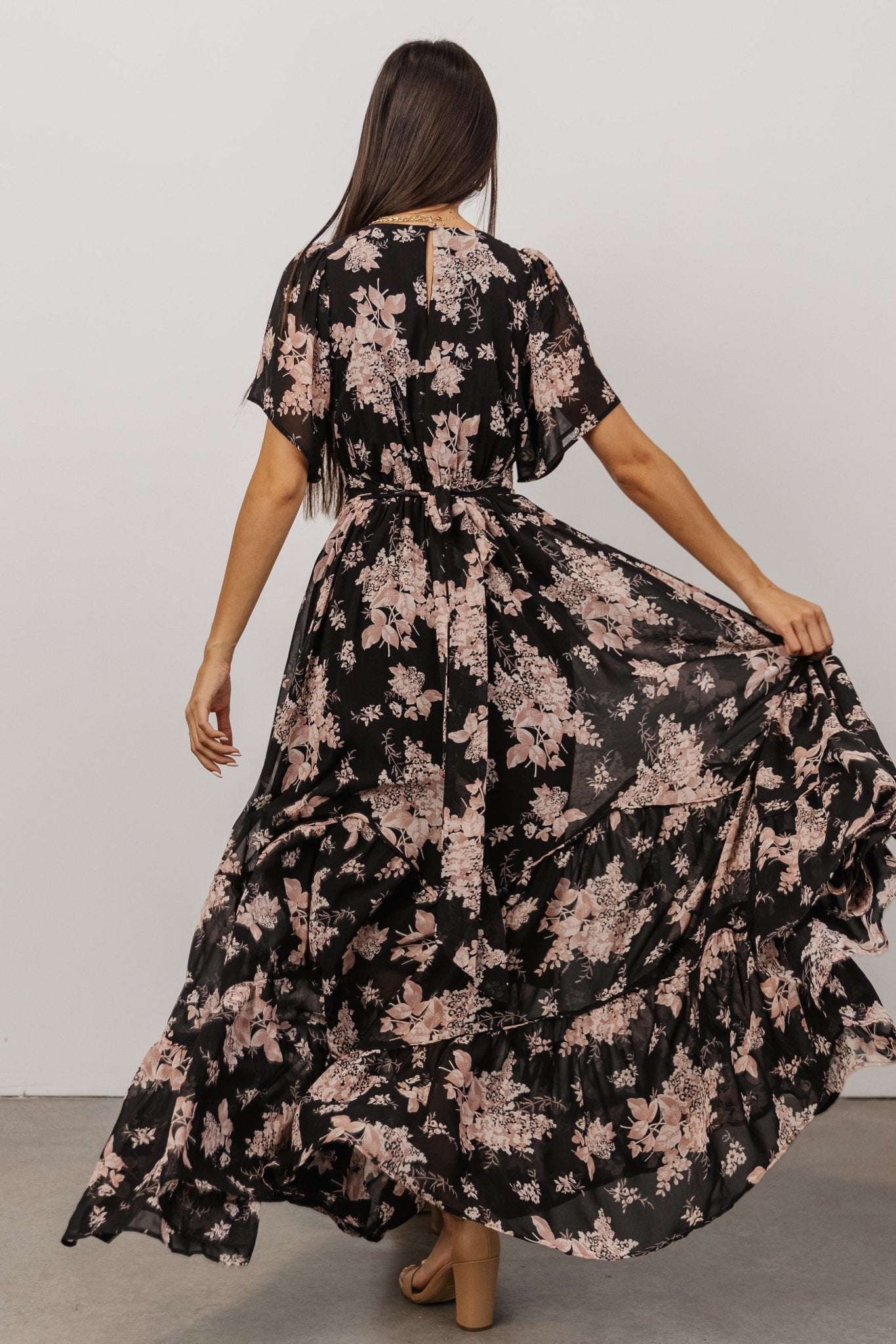 Katherine Maxi Dress | Black + Blush Floral Clearance Purchase