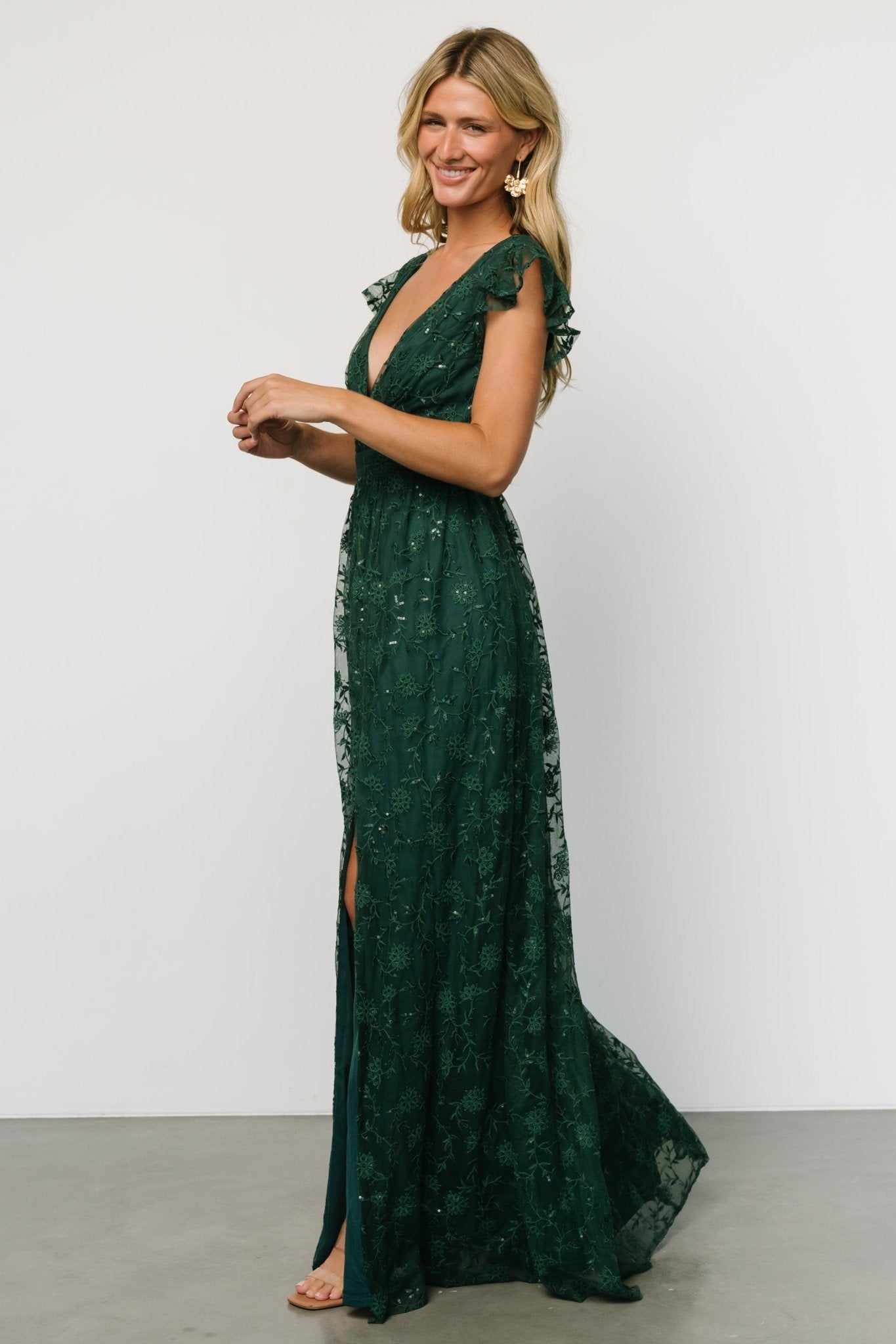 Alexa Embroidered Sequin Maxi Dress | Dark Green Cheap Sale 2025 New