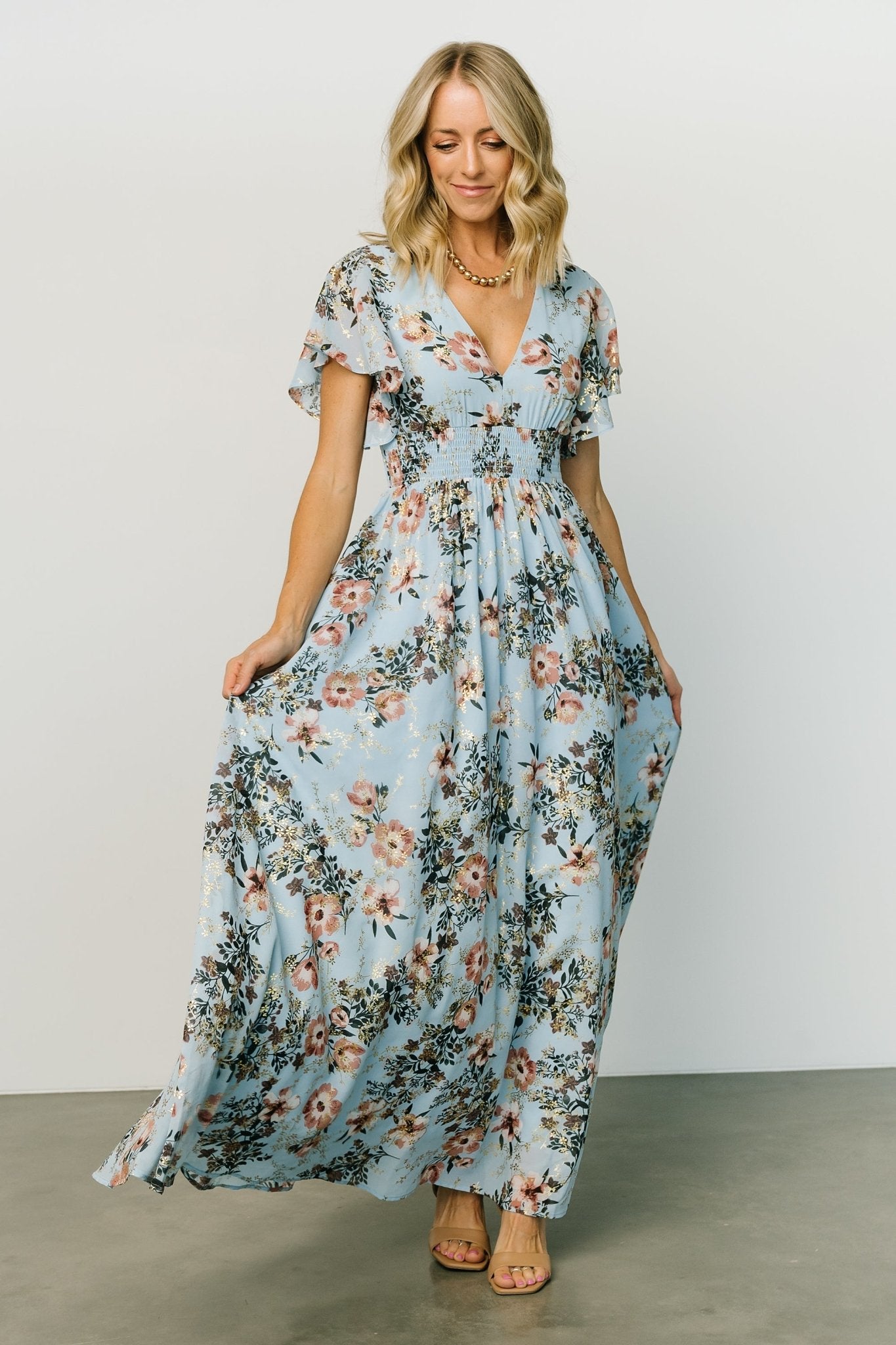 Lynlee Metallic Maxi Dress | Light Blue Amazon Sale Online