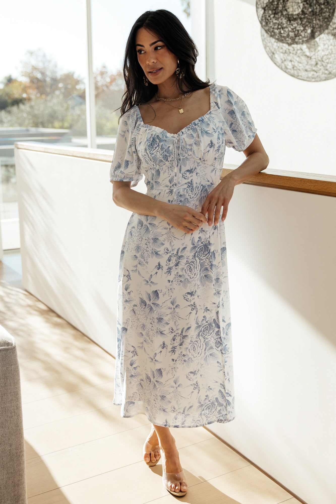 Cadence Midi Dress | Blue Floral Pices Cheap Online