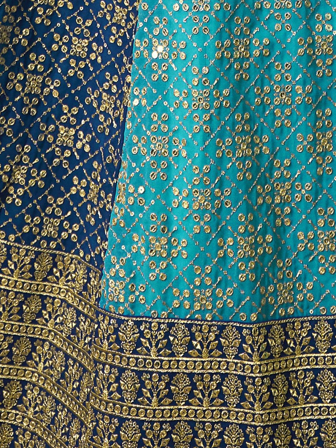 Blue Georgette Sequined Kalidar Lehenga choli Clearance Find Great