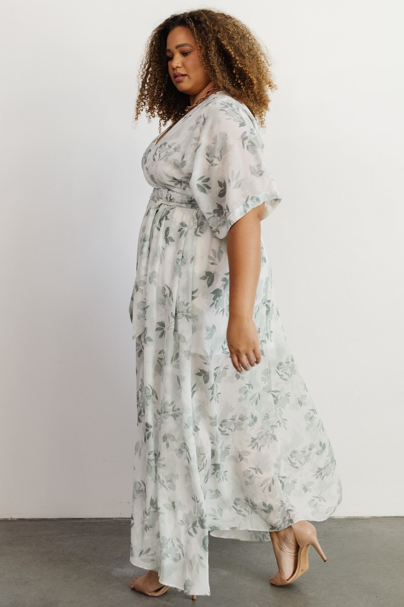 Kia Kimono Maxi Dress | Sage Floral Buy Cheap Fashion Style