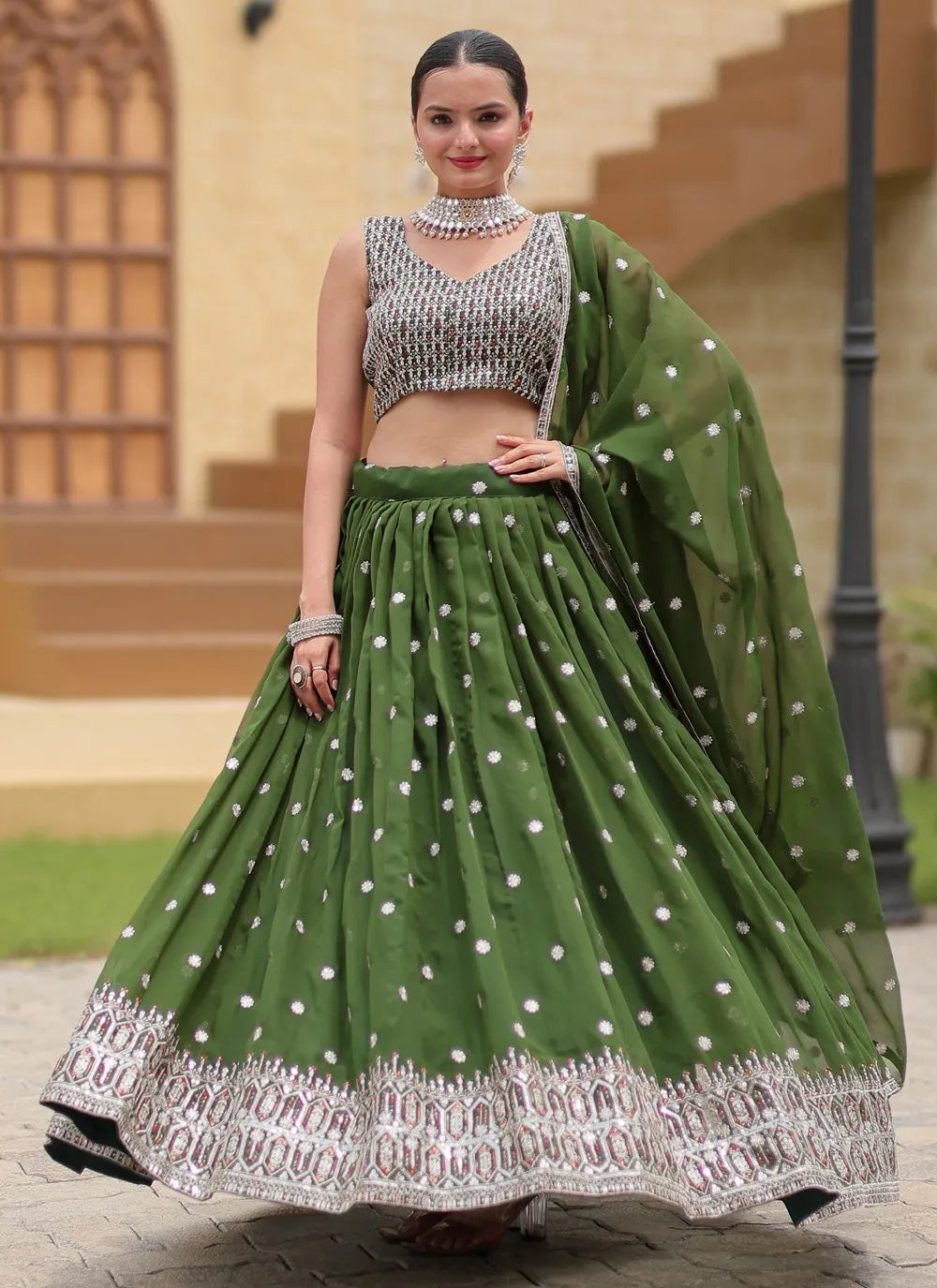 Designer Green Classic  Lehenga Choli Set Cheap Store