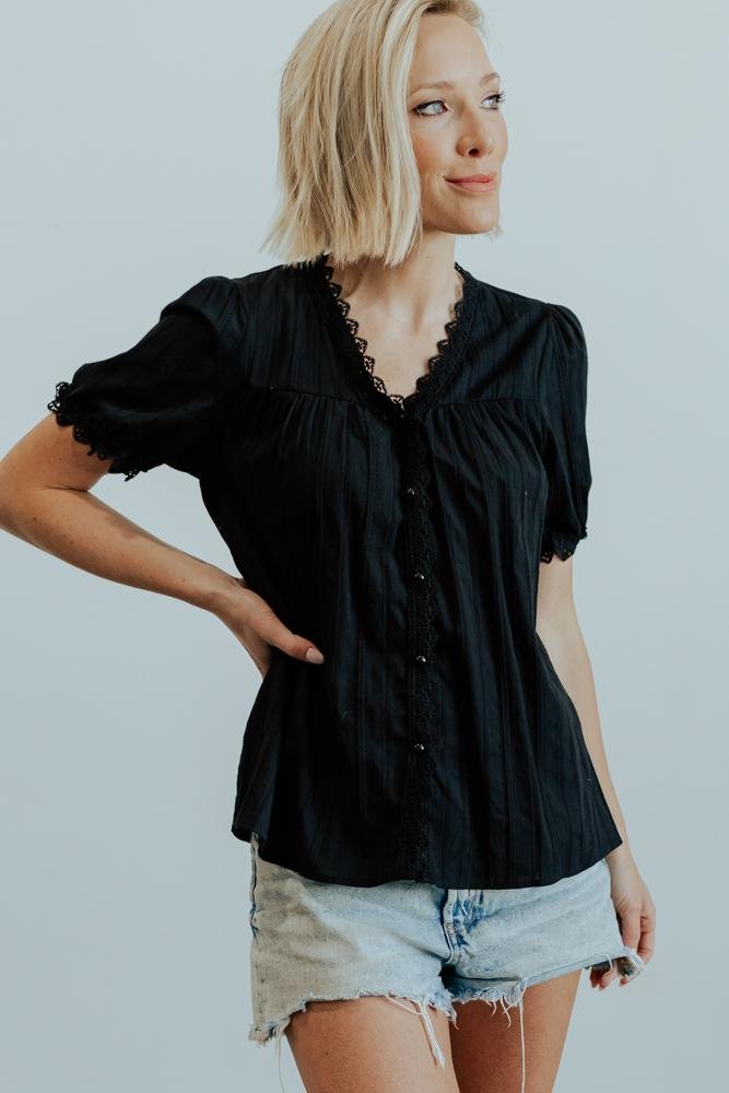 Sloane Button Top | Black Low Cost Cheap Online