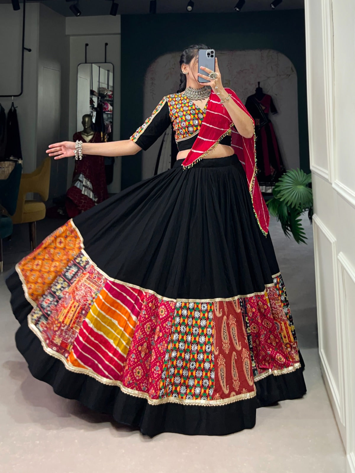 Celebrate This Navratri With Our Black Rayon Lehenga Choli Cheap Sale Cheap