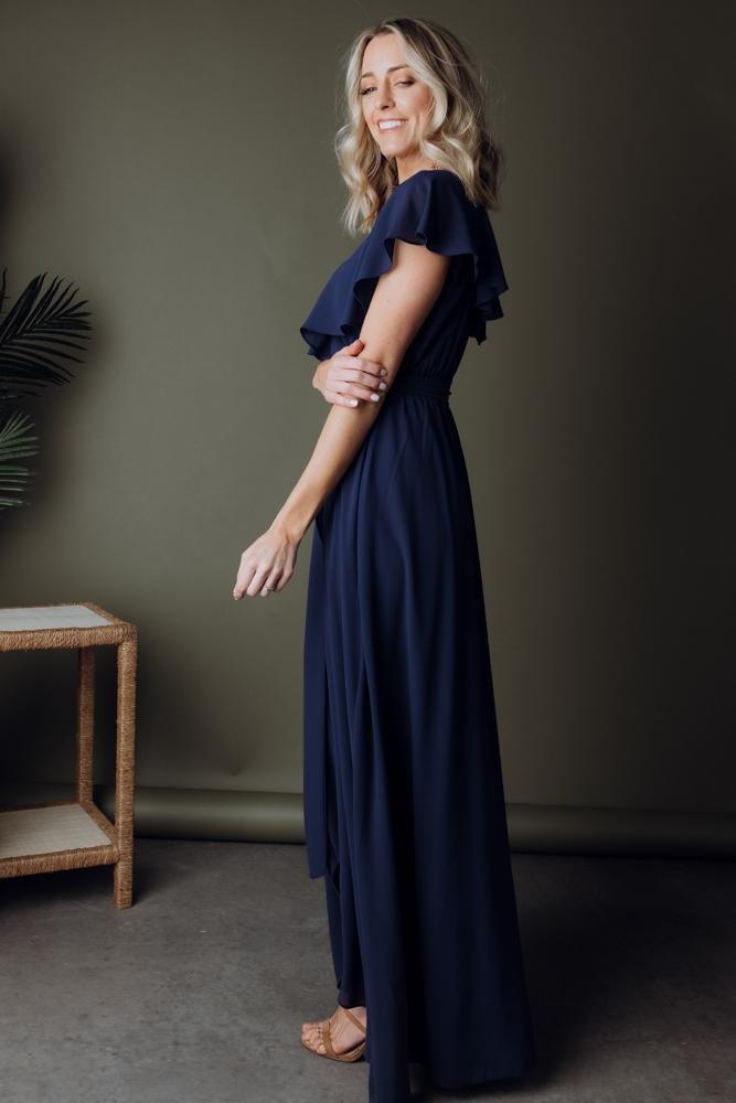 Katya Ruffle Maxi Dress | Navy Clearance Limited Edition