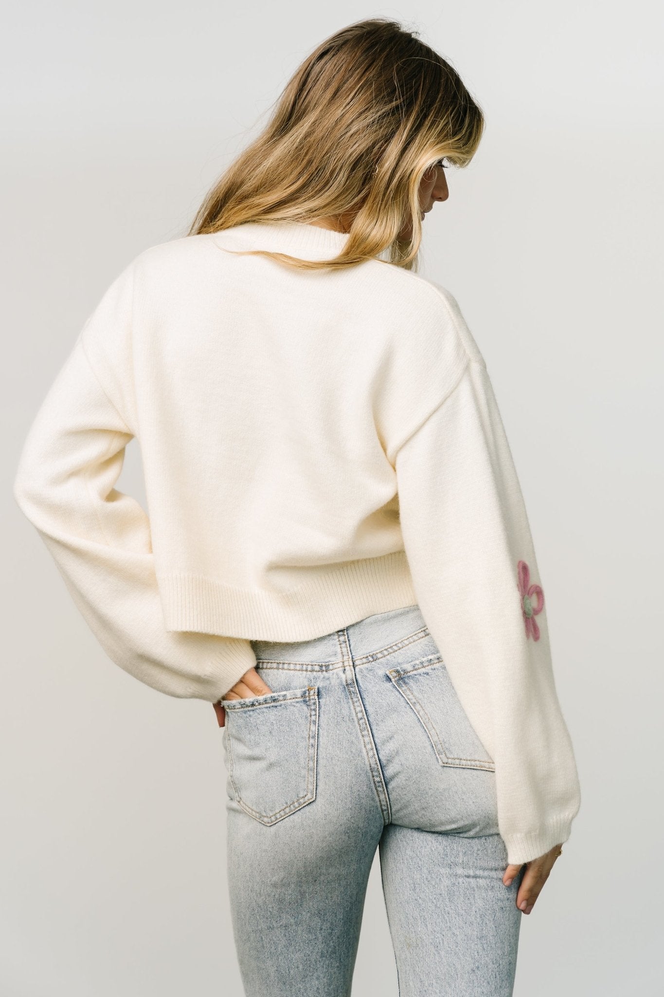 Annie Flower Knit Sweater | Cream Geniue Stockist Online