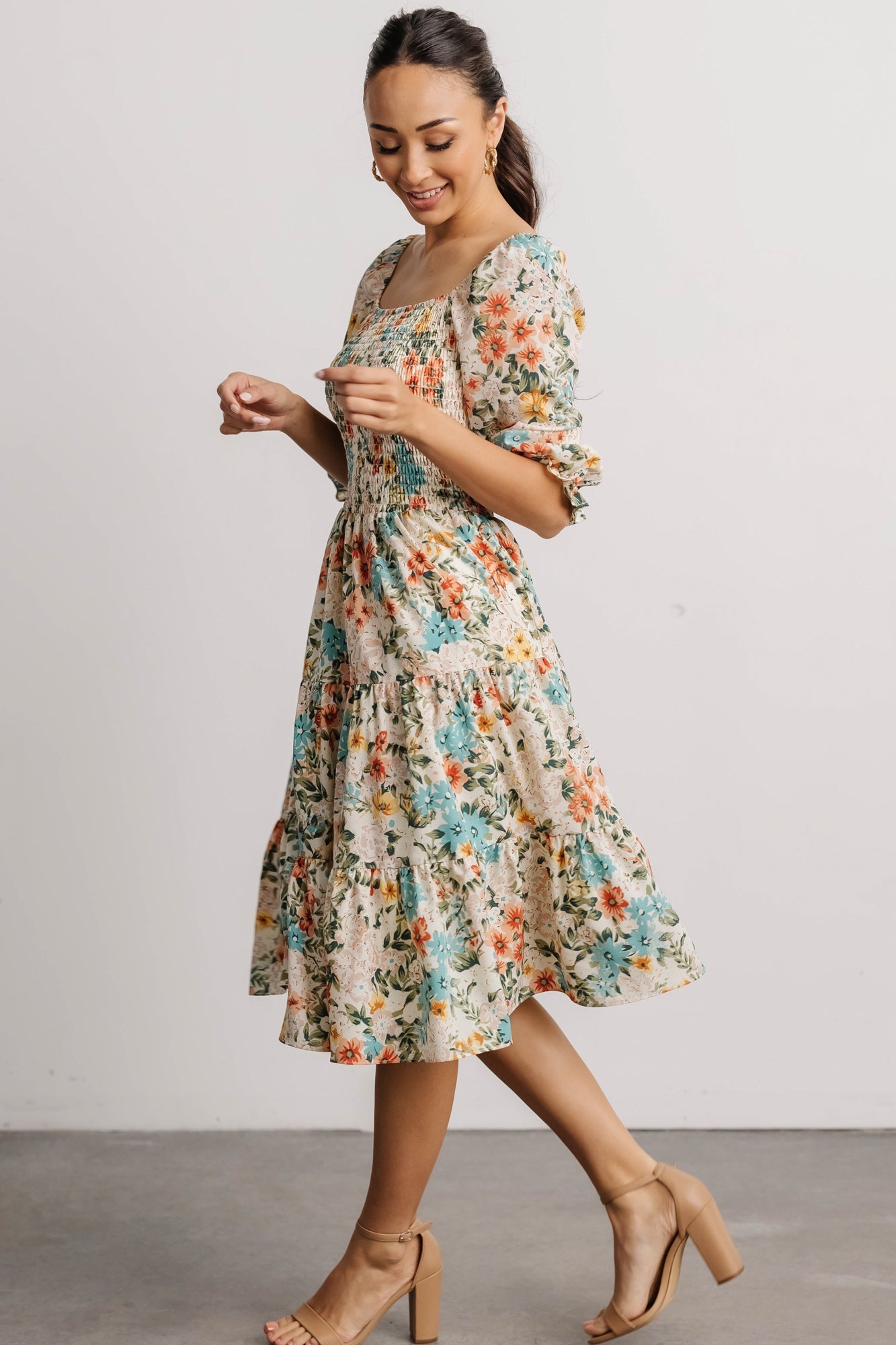 Marta Smocked Midi Dress | Summer Floral 100% Authentic