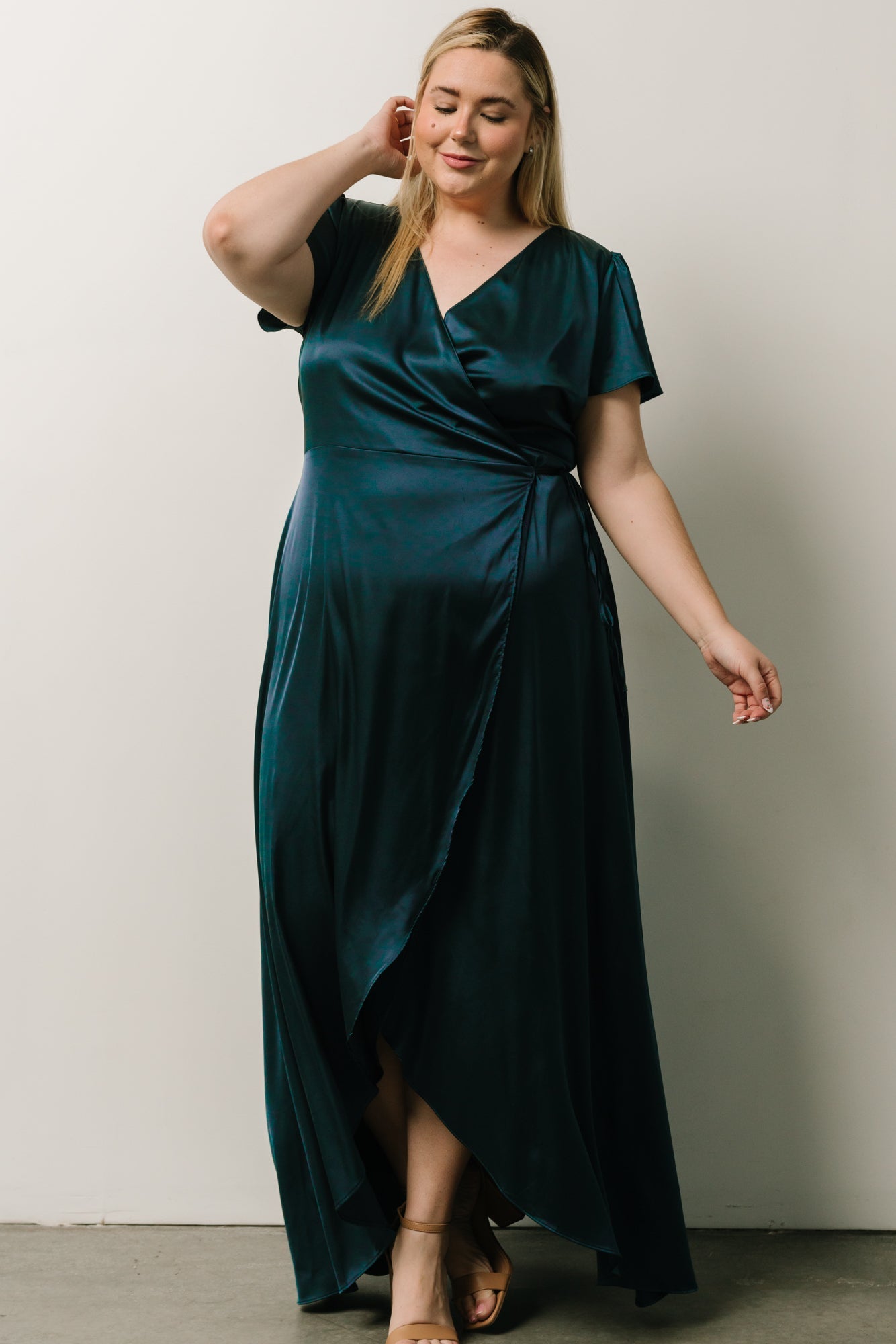 Krystal Satin Wrap Gown | Deep Blue Cheap Sale Cheapest