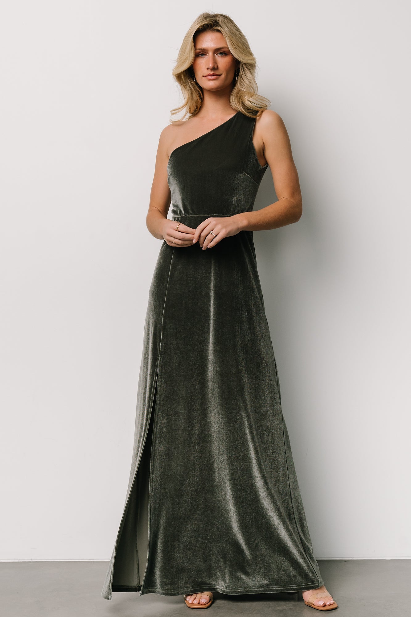 Tatiana Velvet One Shoulder Maxi Dress | Eucalyptus Shop For Sale