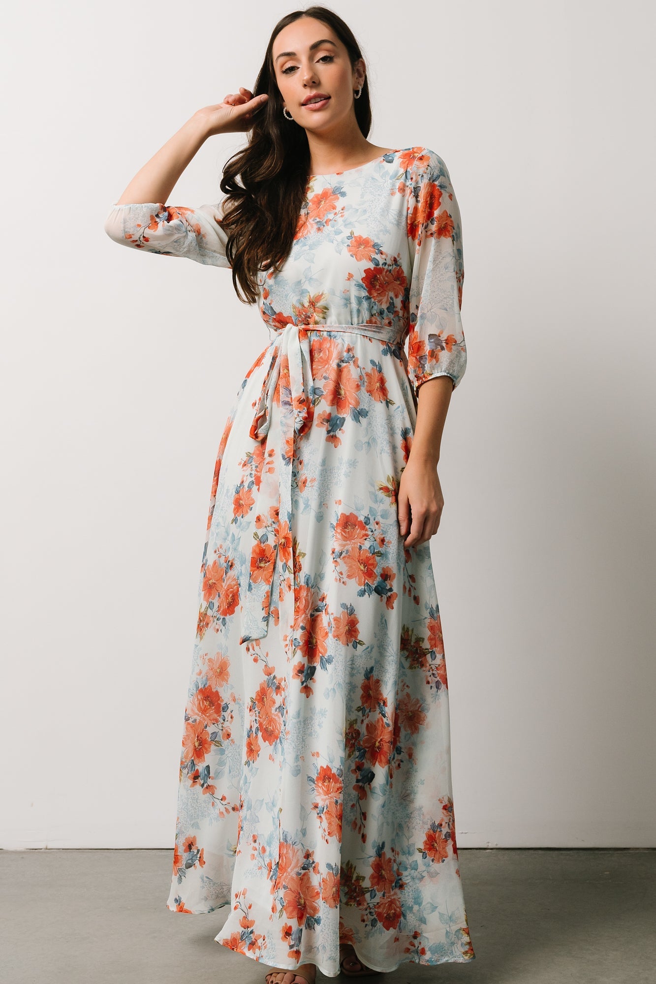 Rebecca Maxi Dress | Blue + Coral Blossom Buy Cheap Pay With Visa