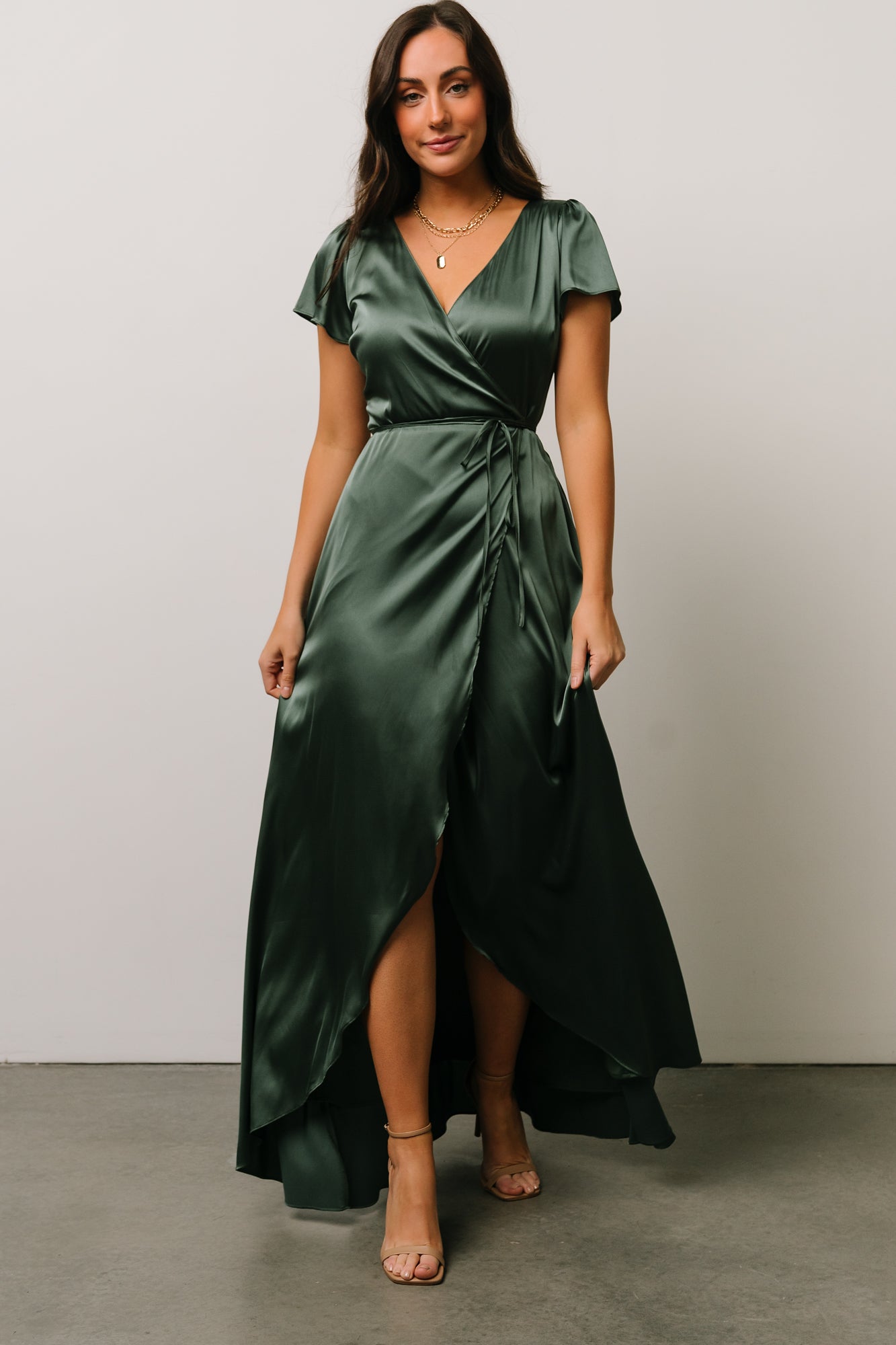 Krystal Satin Wrap Gown | Winter Green Outlet 2025 Newest