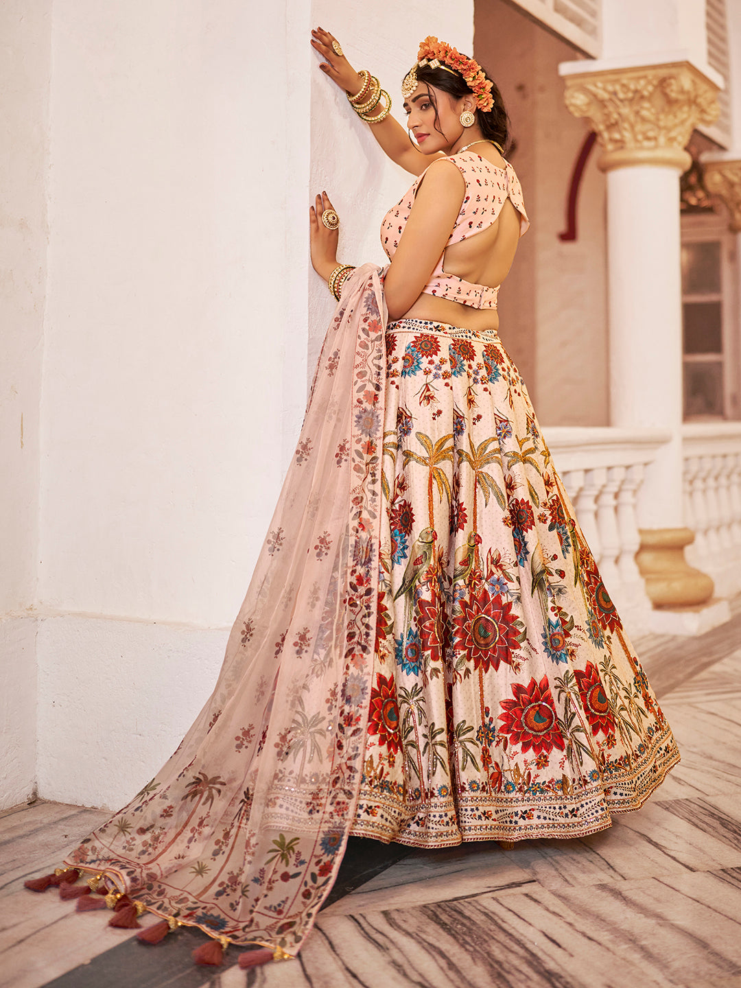 Exquisite Off-White Art Silk Floral Lehenga Choli Set Wide Range Of Sale Online