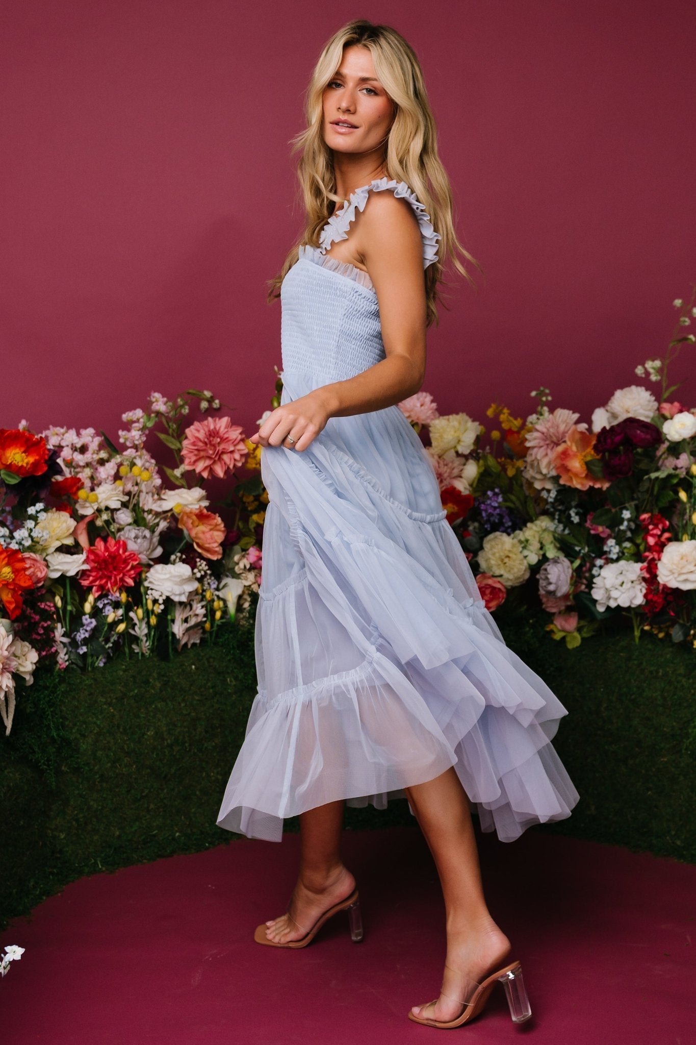 Emma Smocked Tulle Dress | Light Blue Buy Online Cheap Pice