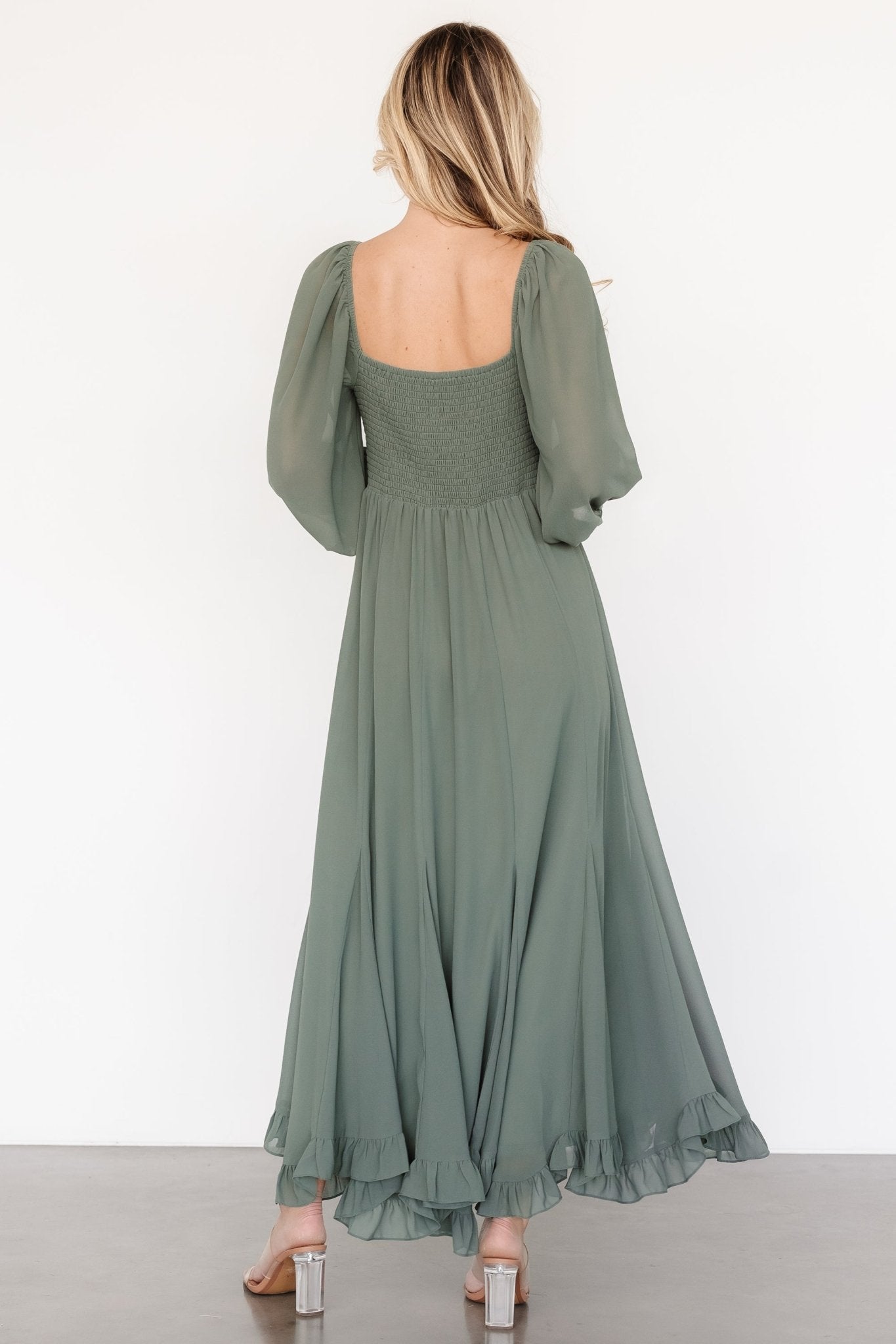 Estefania Maxi Dress | Dark Sage Clearance Manchester