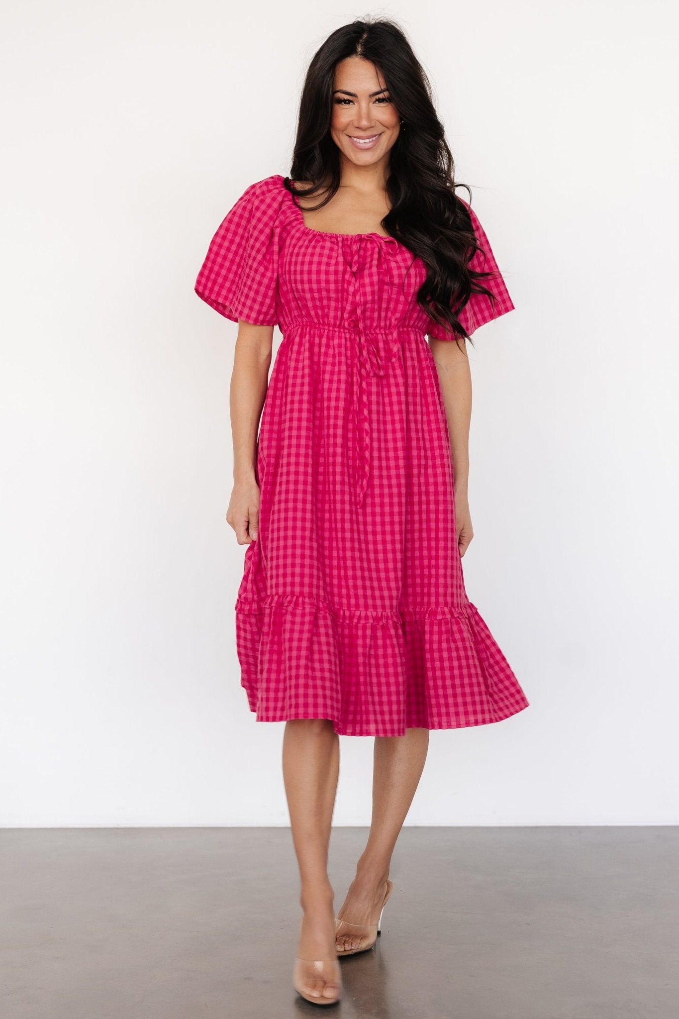 Erica Dress | Pink Gingham Print Get Authentic Sale Online