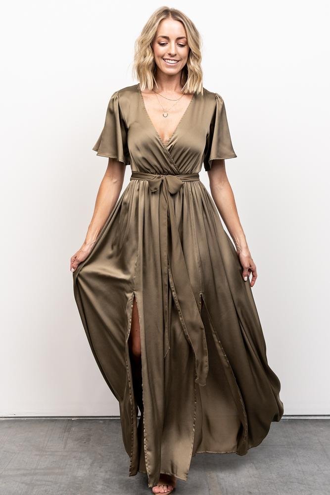 Sicily Satin Maxi Dress | Olive Clearance Shop