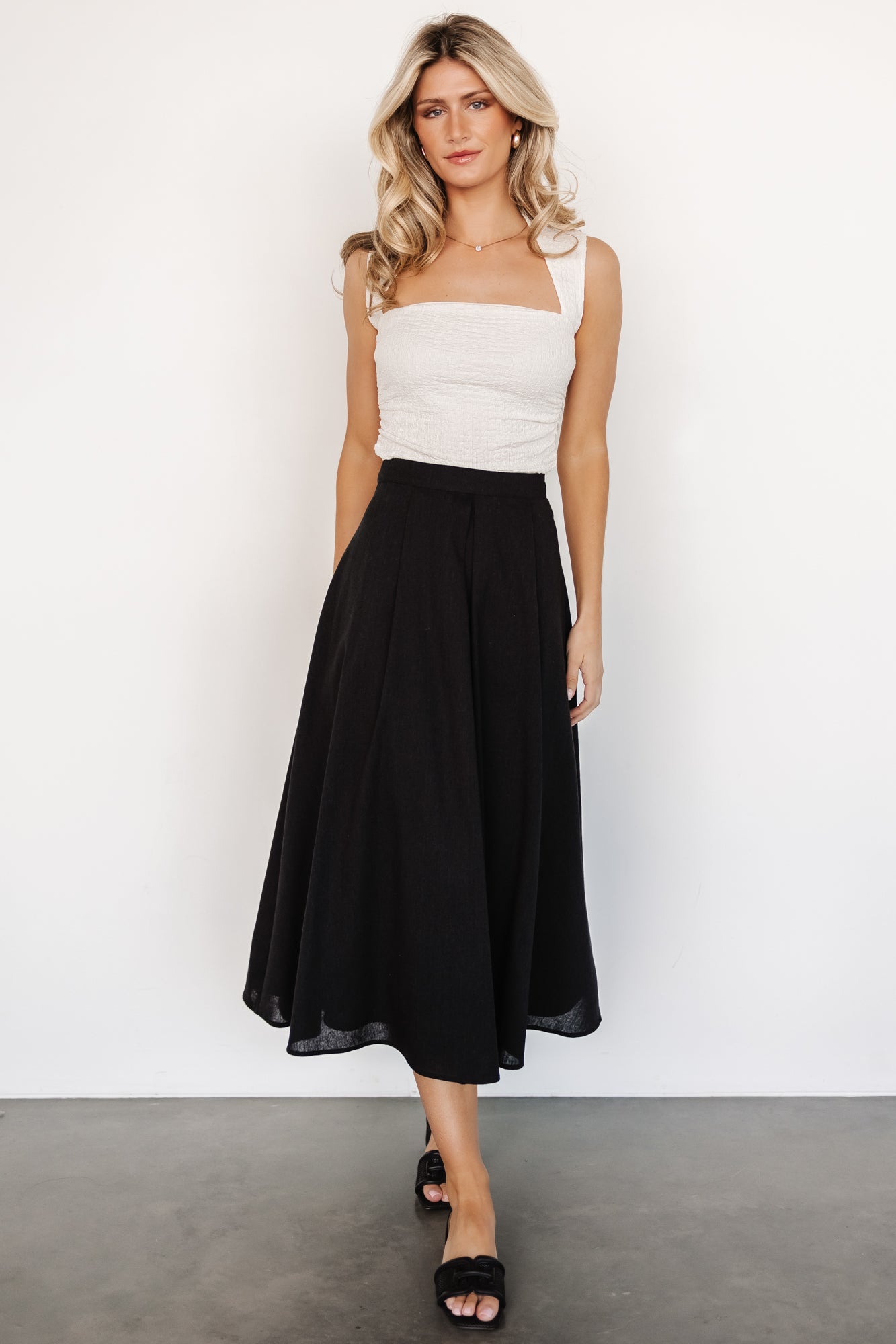 Katie Pleated Midi Skirt | Black New Online