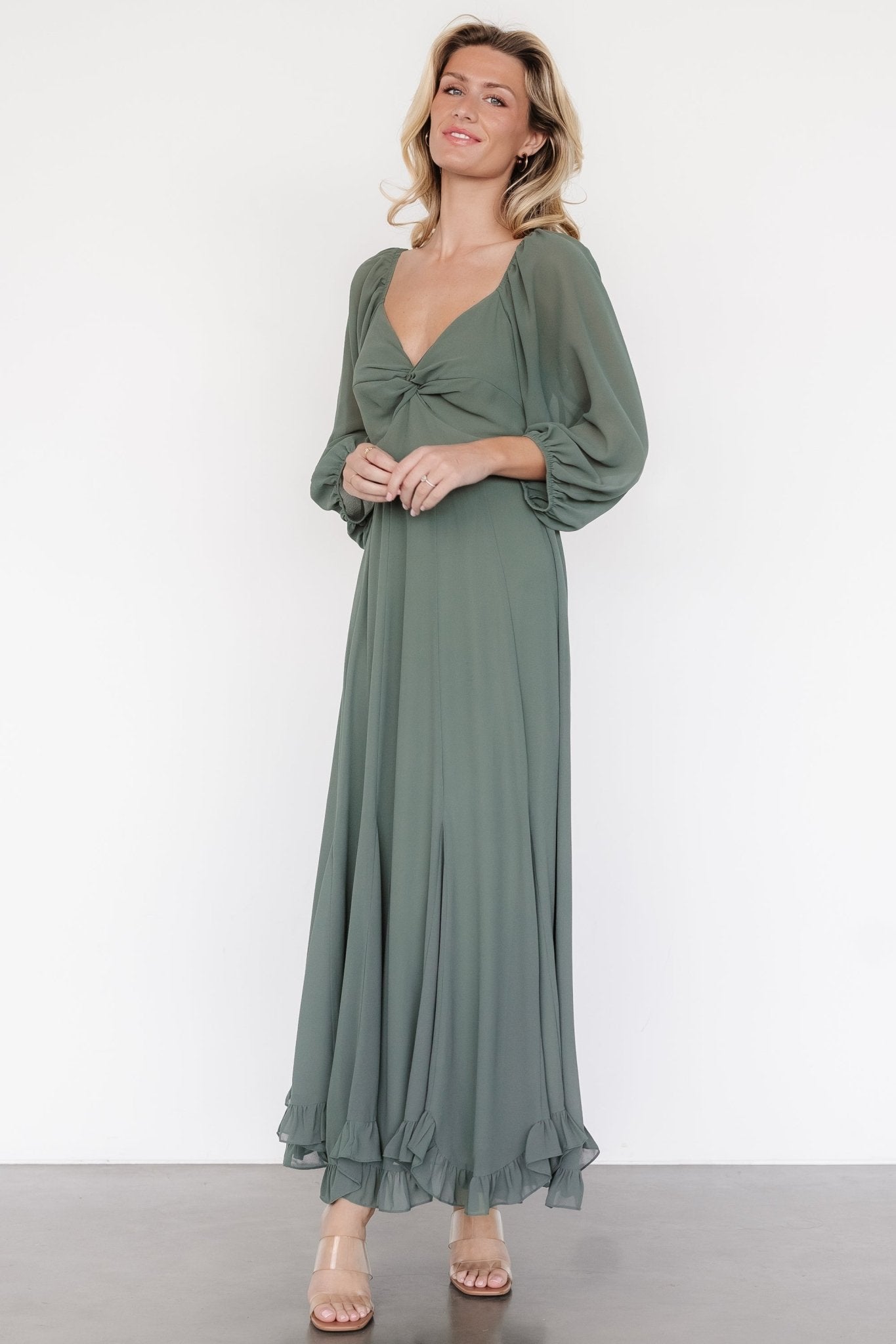 Estefania Maxi Dress | Dark Sage Clearance Manchester