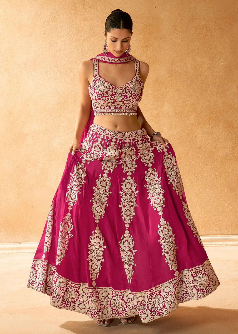 Fabulous Rani Pink Embroidered Bridal Lehenga Choli Outlet Visit