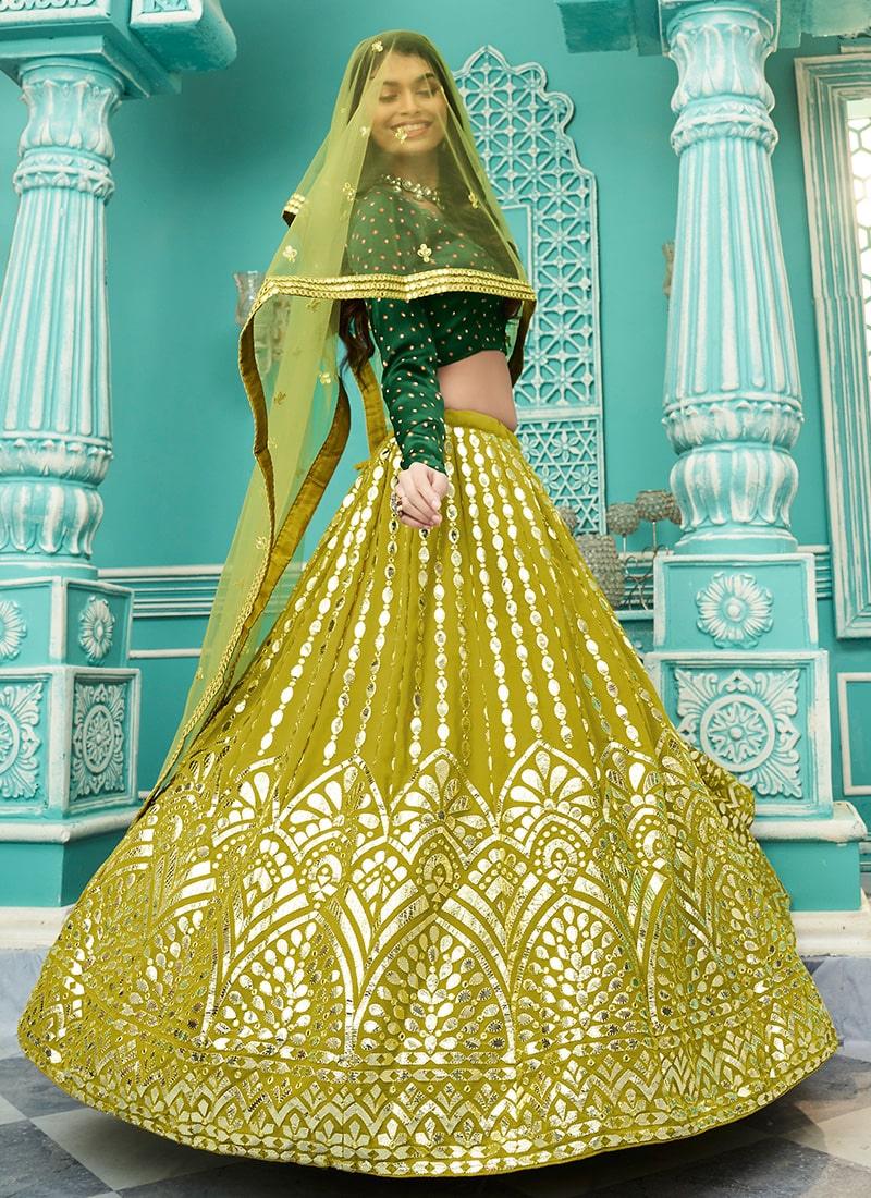 Green Color Georgette Fabric Gota Work Lehenga With Net Dupatta Pay With Paypal Online