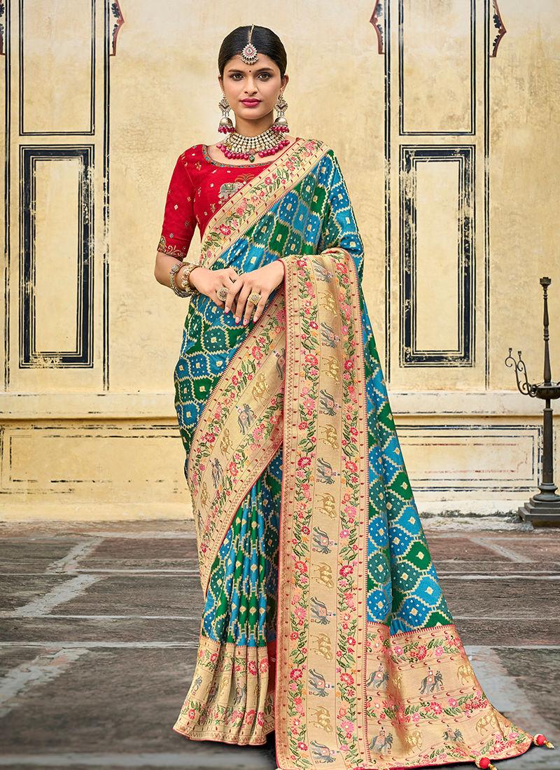 Heavy Silk Sky Blue Saree For Wedding Supply Online