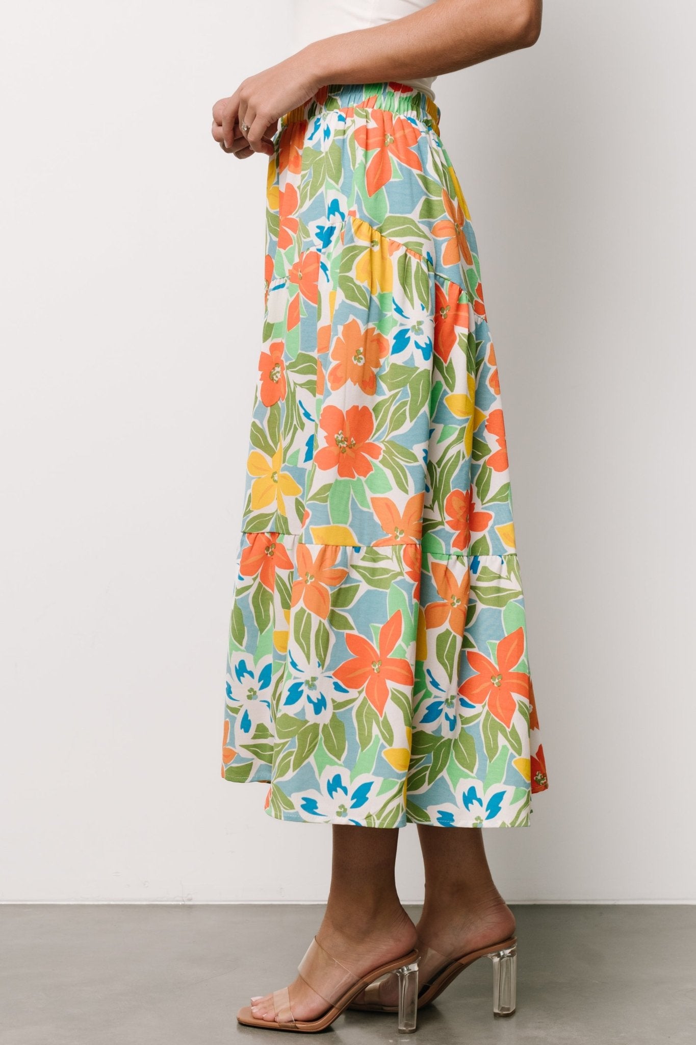 Nika Tiered Skirt | Orange + Blue Floral Outlet Deals