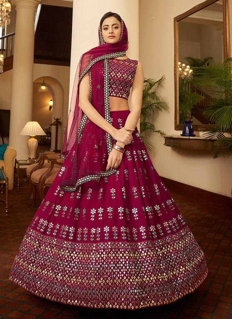 Rani Pink Color Georgette Base Lehenga With Gota Work Clearance Extremely